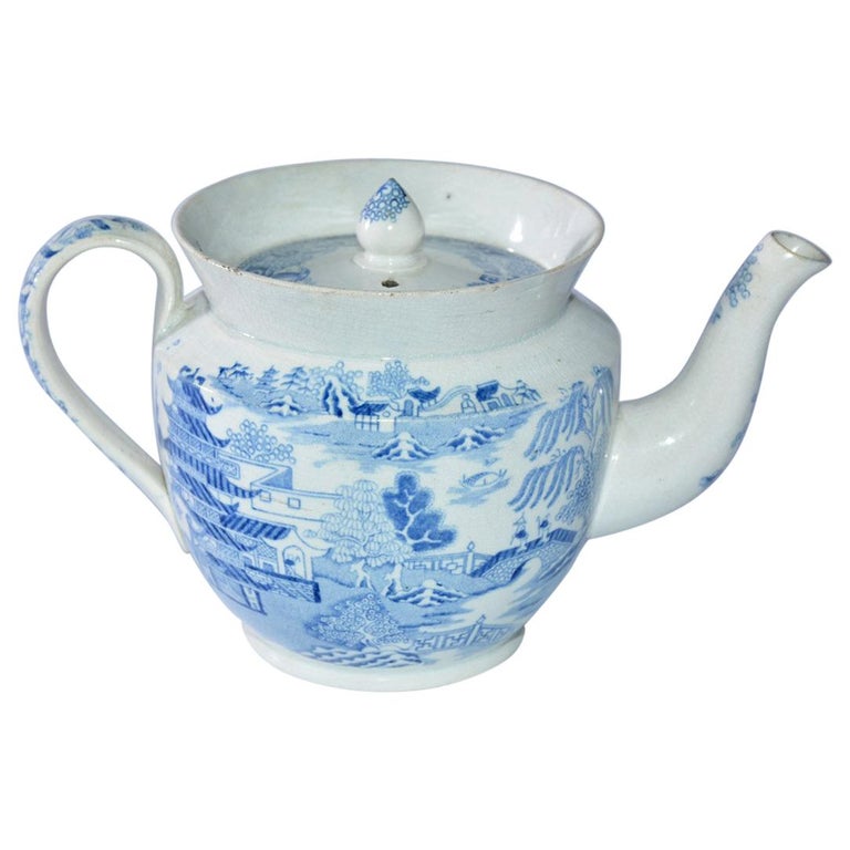 Early 19th Century English Blue Willow Child's Teapot at 1stDibs