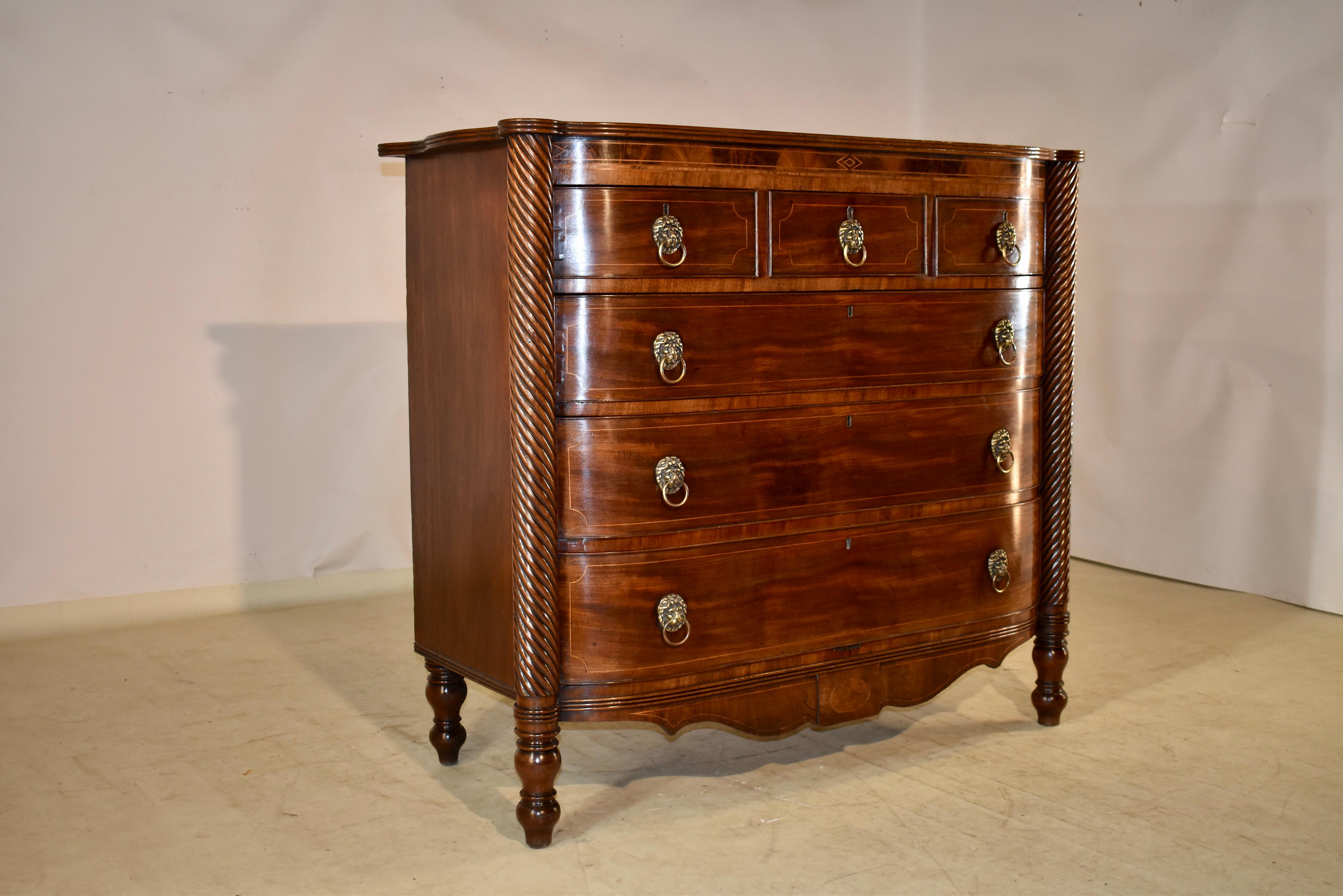 Georgian Early 19th Century English Bow Front Chest of Drawers For Sale