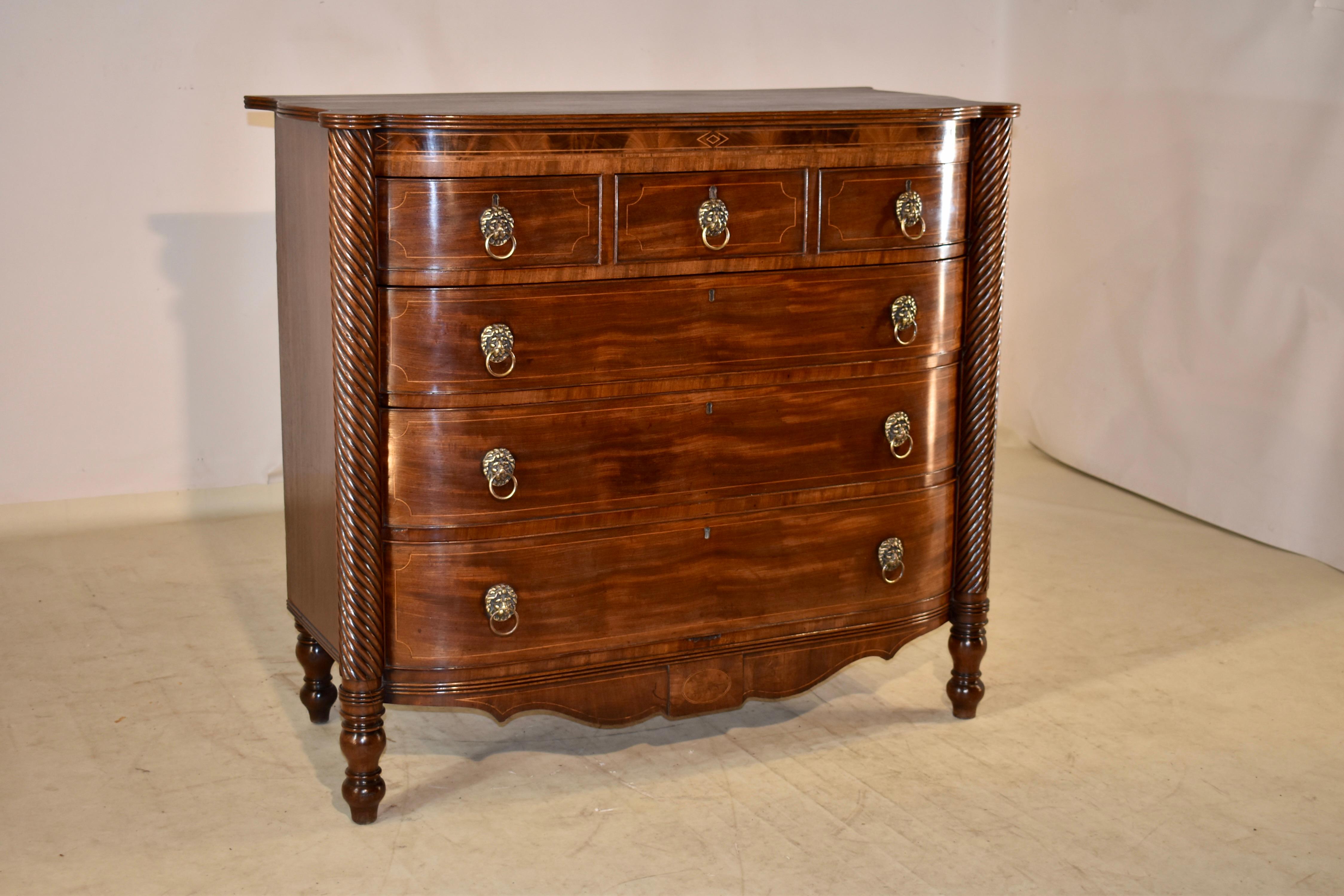 Early 19th Century English Bow Front Chest of Drawers For Sale 3