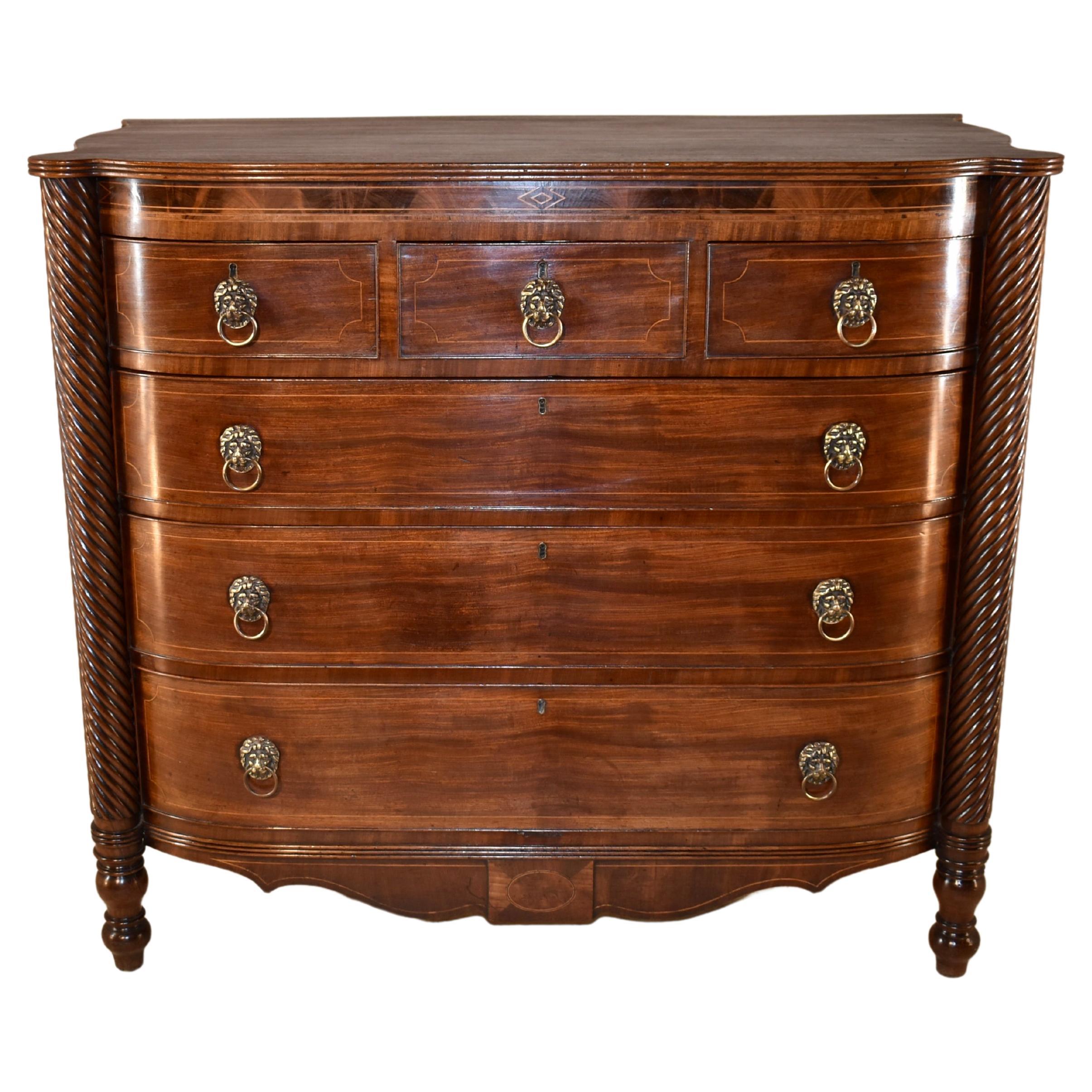 Early 19th Century English Bow Front Chest of Drawers For Sale