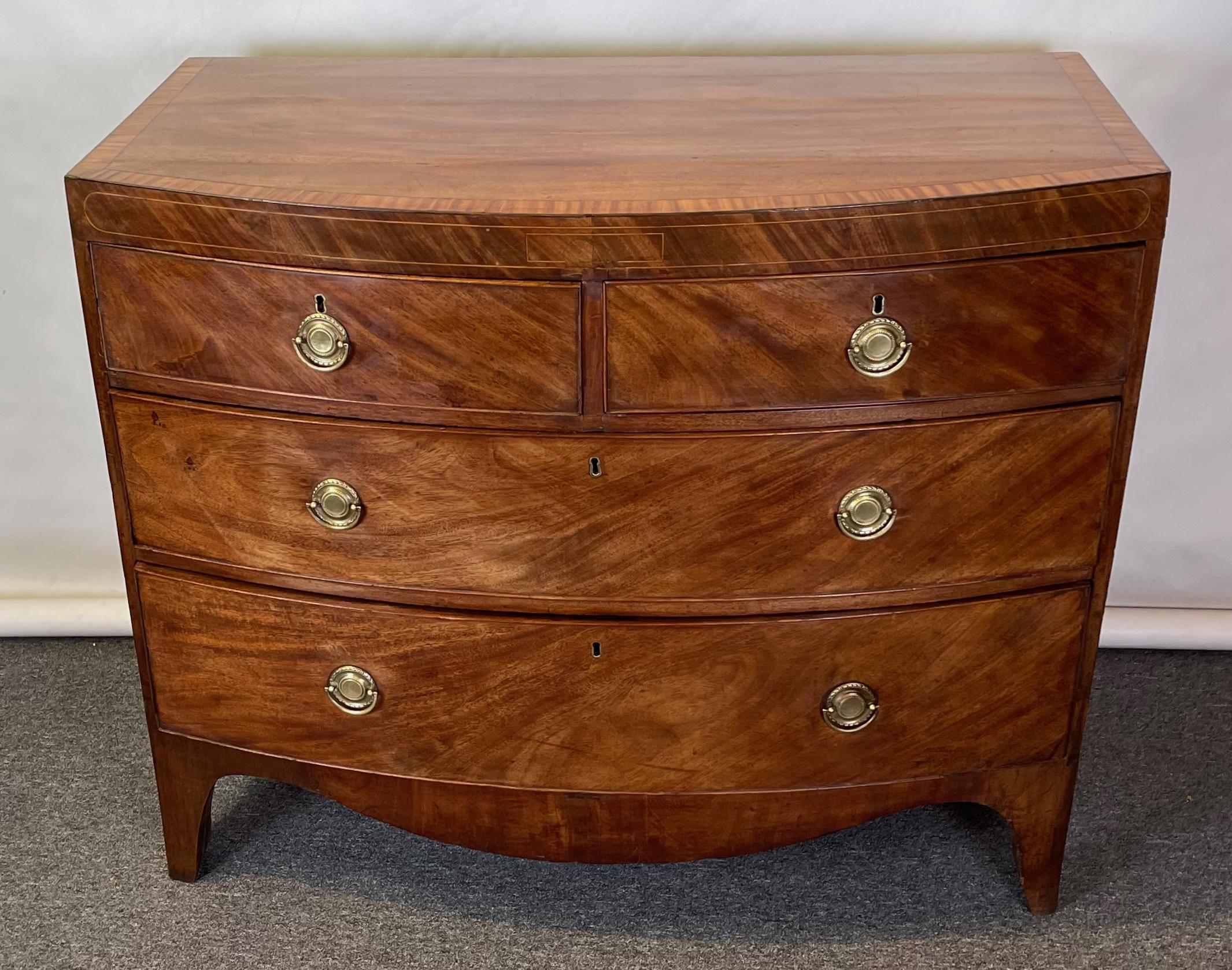 George III Early 19th Century English Bowfront Chest