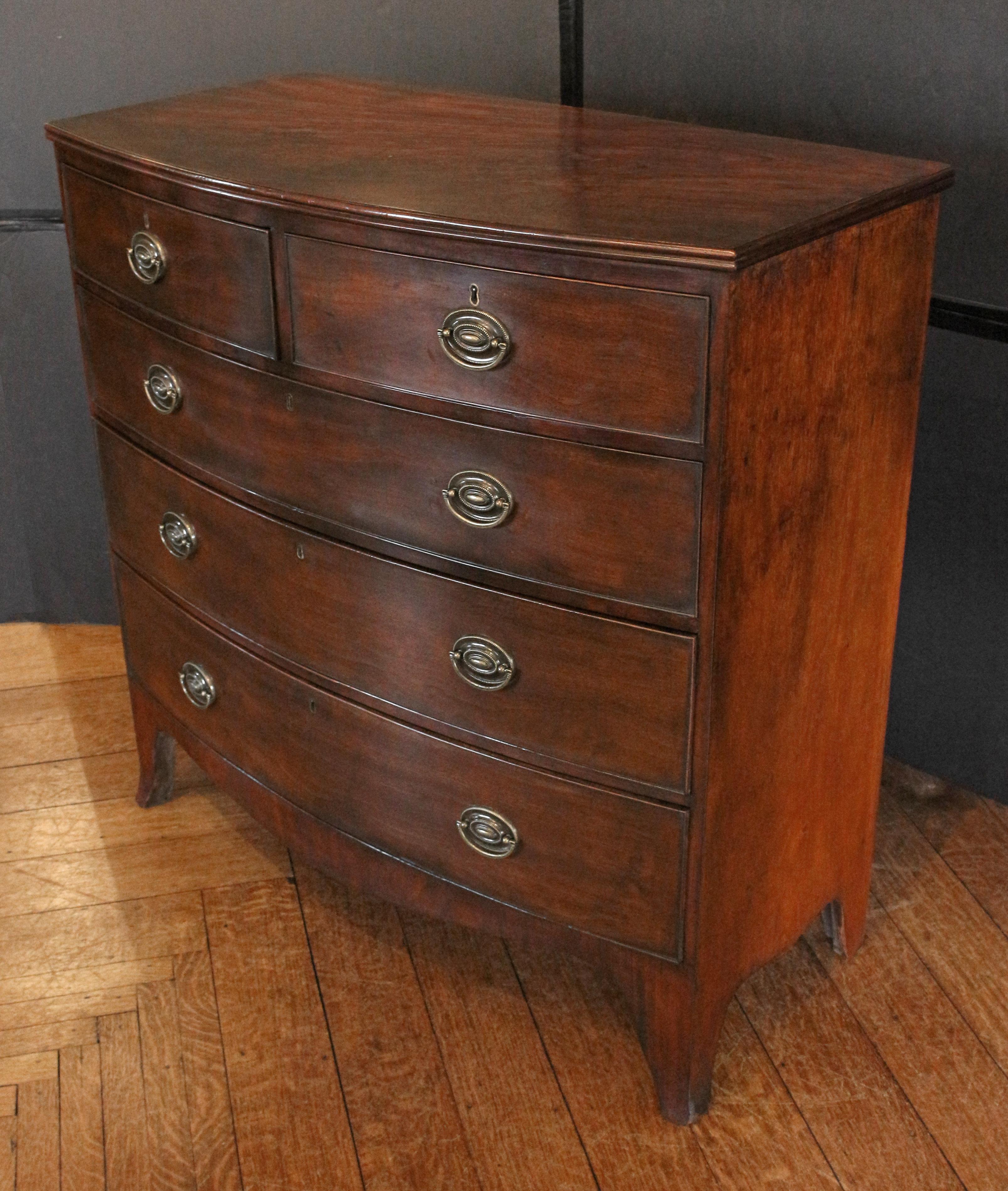 Georgian Early 19th Century English Bowfront Chest of Drawers