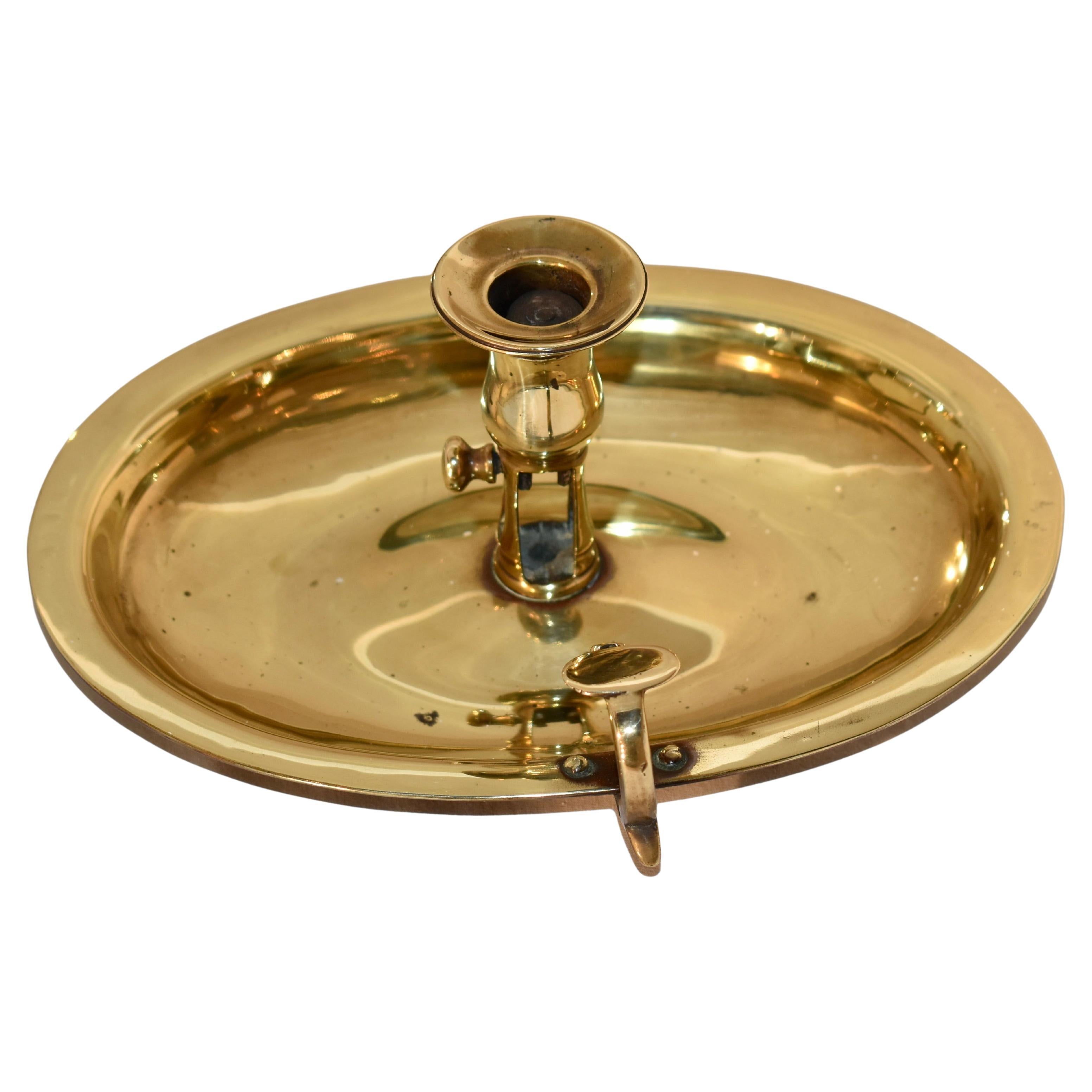 Early 19th Century English Brass Oval Chamber Stick