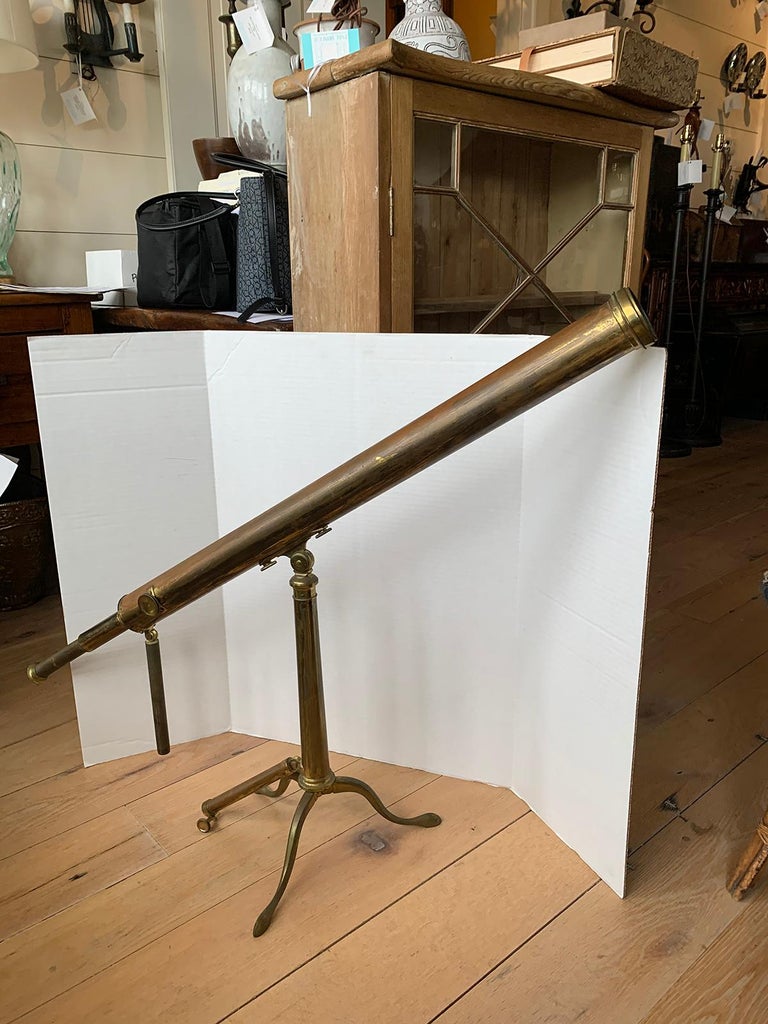 ANCIEN TÉLESCOPE CACHÉ en laiton vintage avec horloge bâton de marche