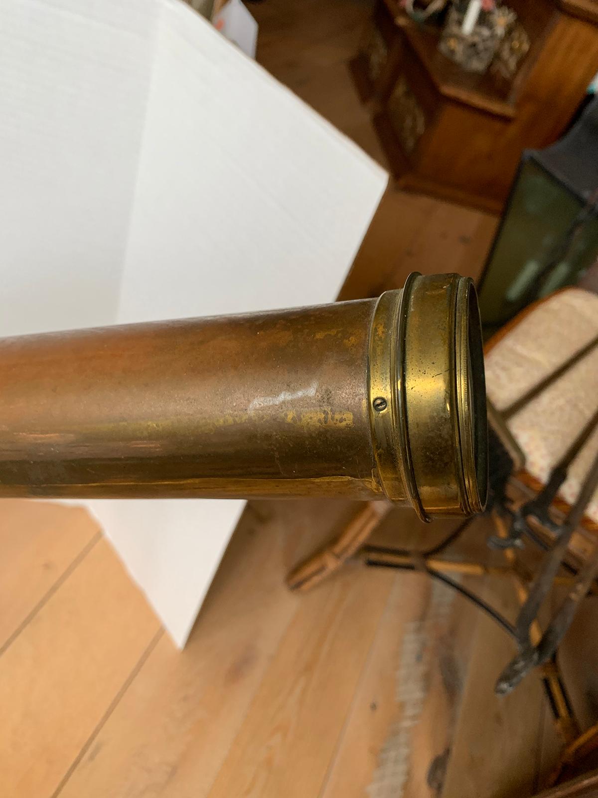 Early 19th Century English Brass Telescope with Folding Tripod For Sale 1