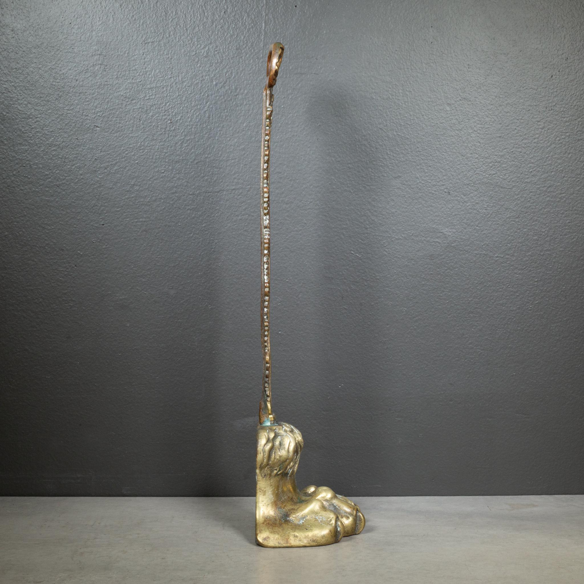 Tope de puerta de pata de león de bronce inglés de principios del siglo XIX c.1800-1850 en Bueno estado para la venta en San Francisco, CA