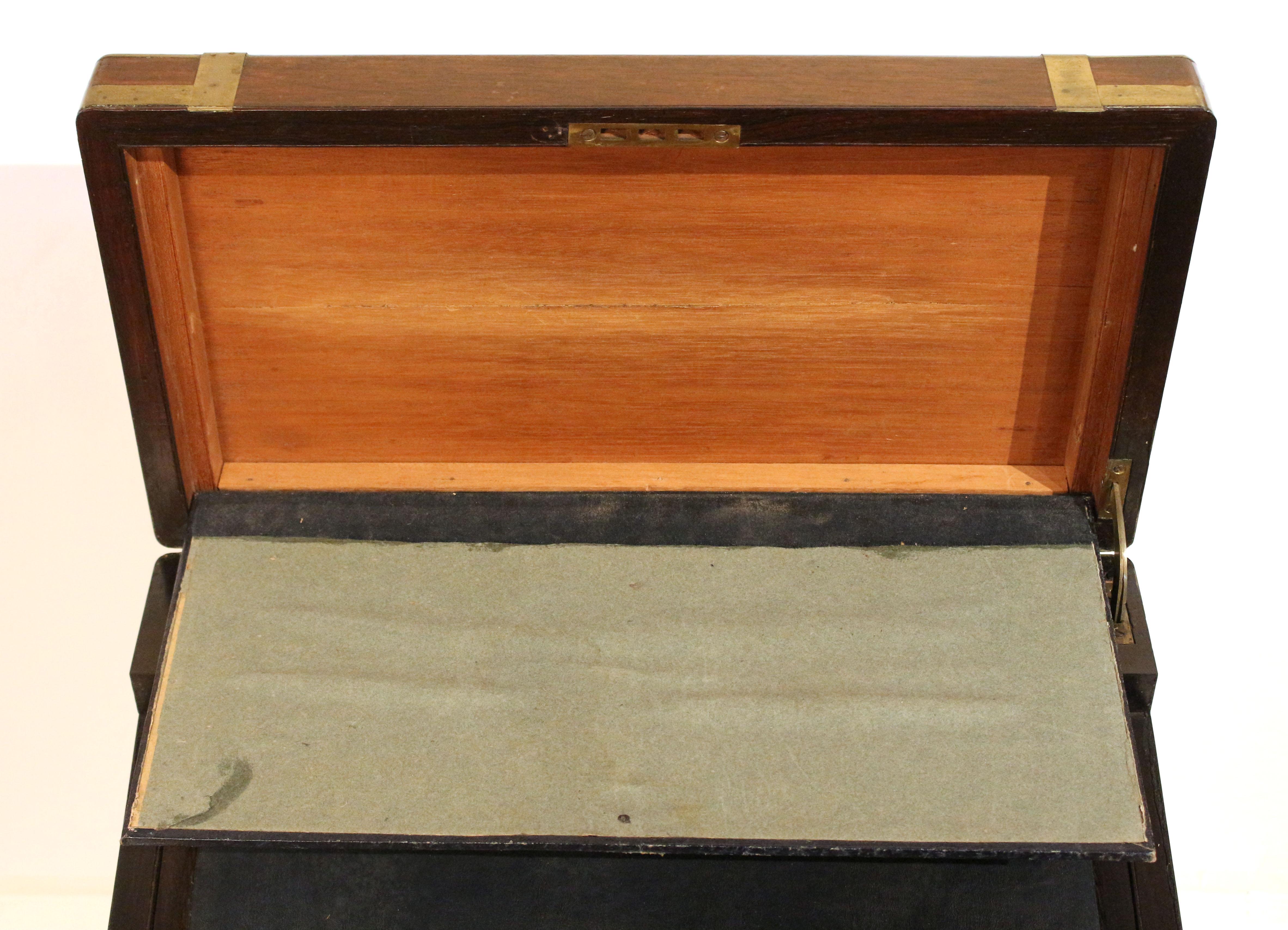 Early 19th Century English Campaign Lap Desk Box on Stand Side Table 8