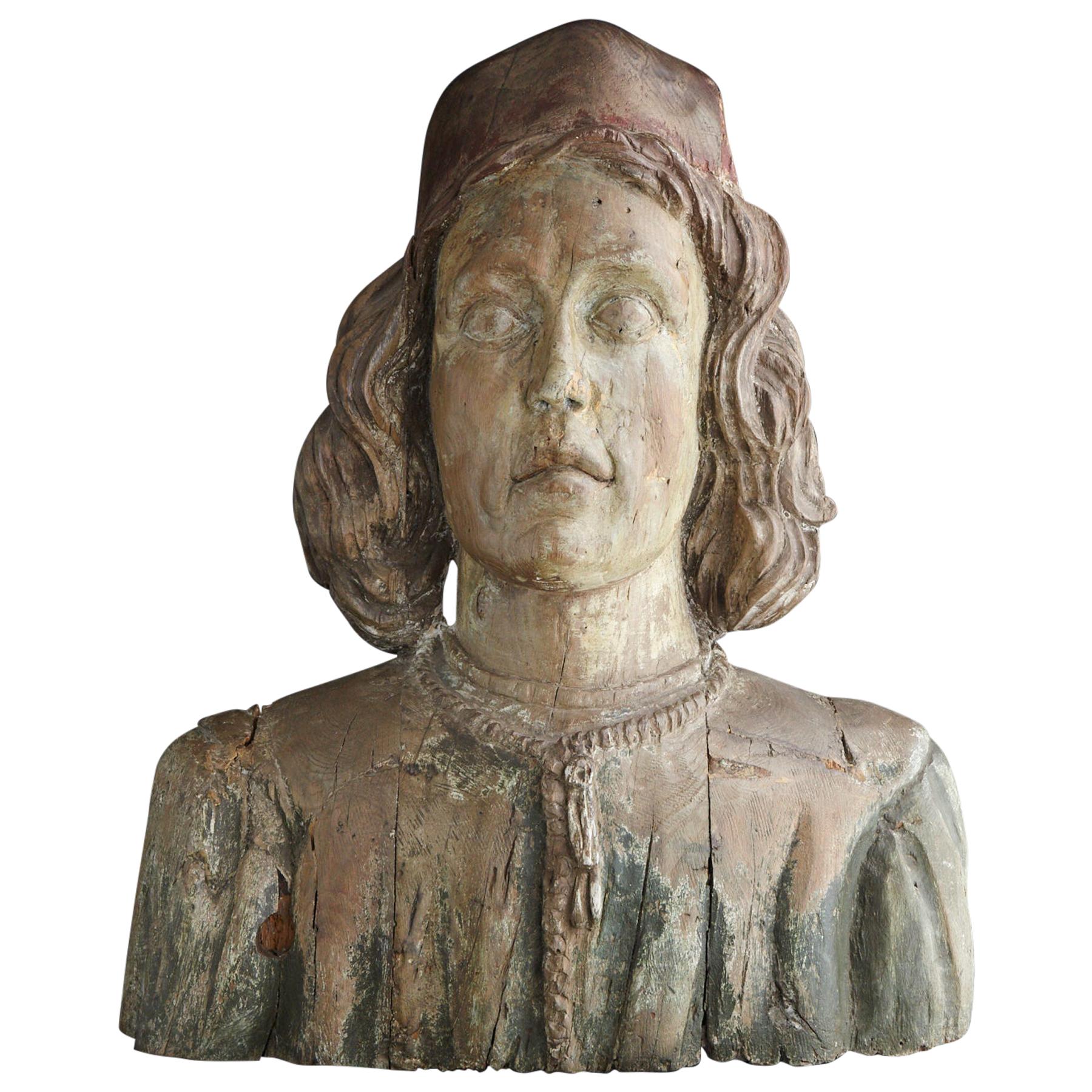 Early 19th Century English Carved Figurehead Depicting the Head of a Merchant