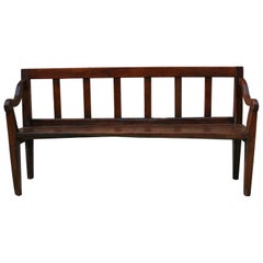 Early 19th Century English Country House Hall Bench in Chestnut and Walnut