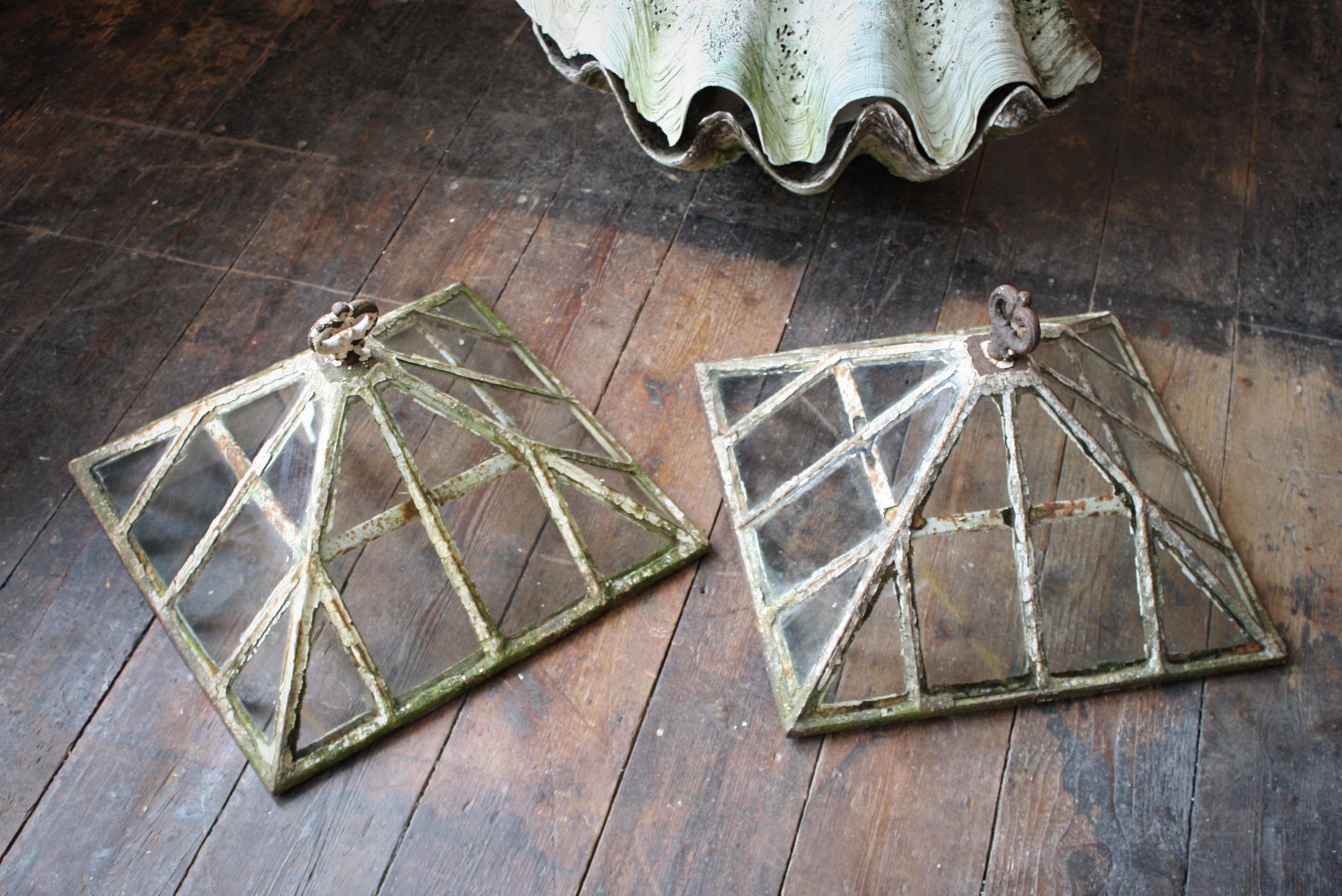 Early 19th Century English Country House Pair of Iron & Glass Garden Cloches For Sale 7