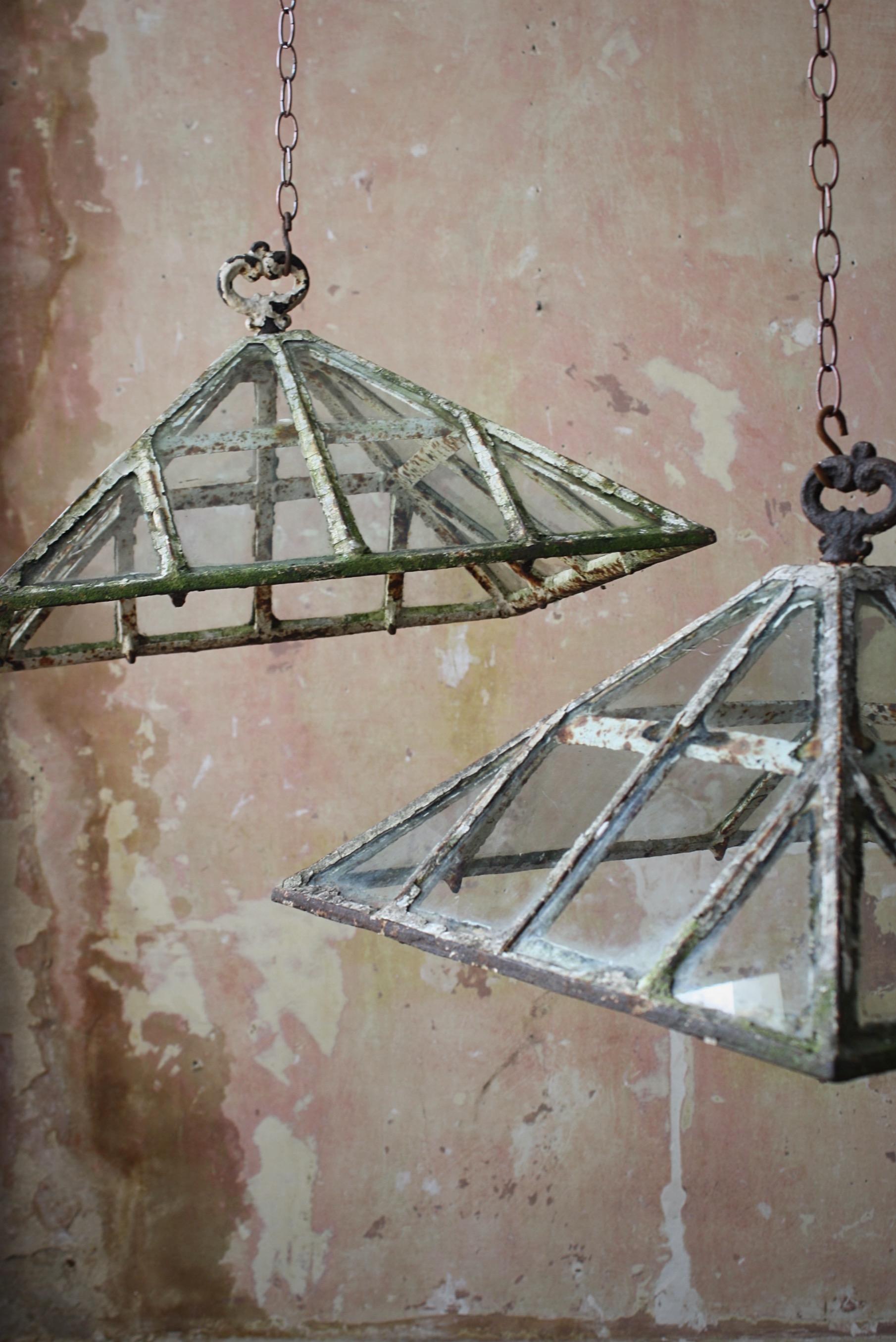 British Early 19th Century English Country House Pair of Iron & Glass Garden Cloches For Sale