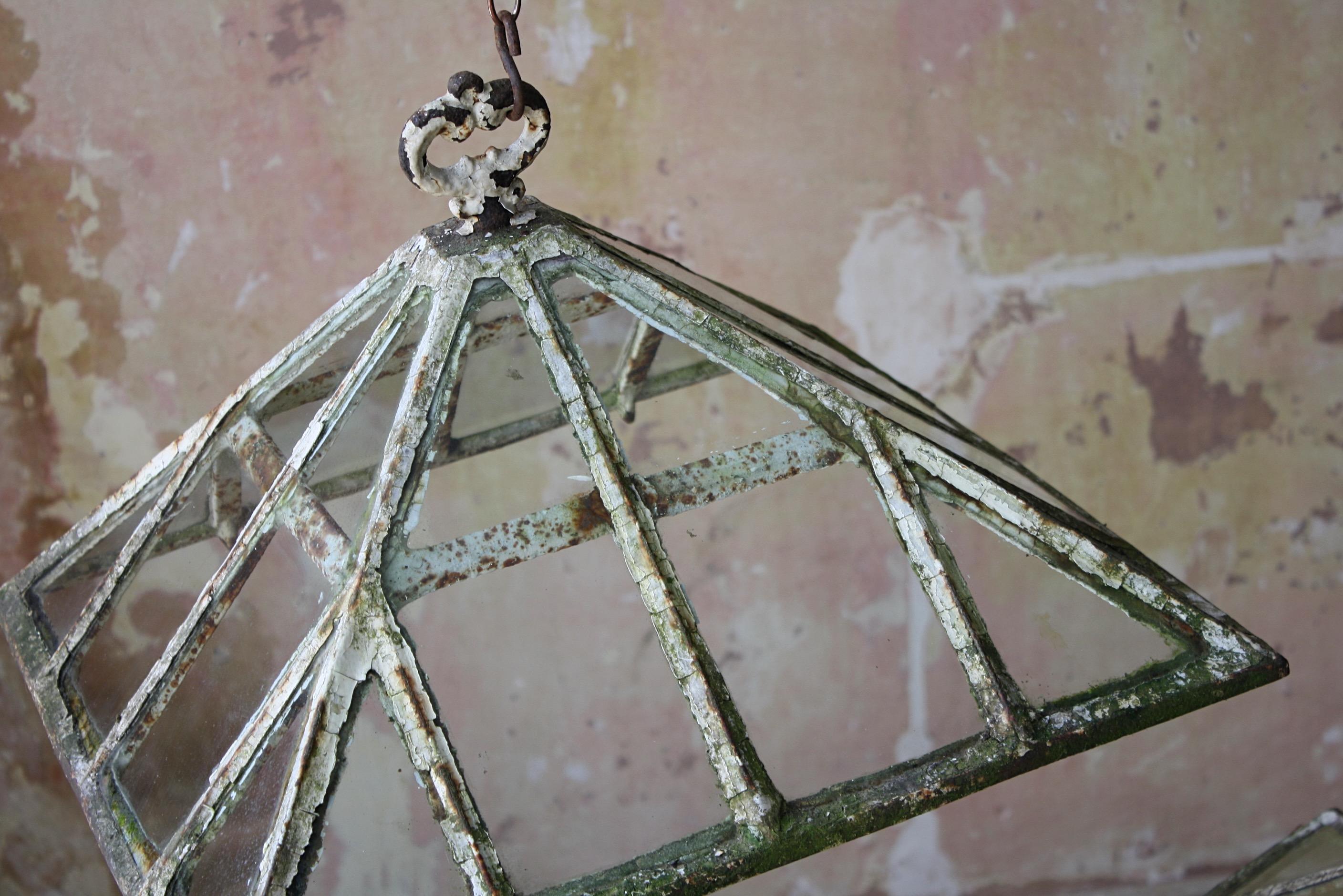 Early 19th Century English Country House Pair of Iron & Glass Garden Cloches For Sale 3