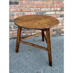 19th Century English Pine Round Cricket Table