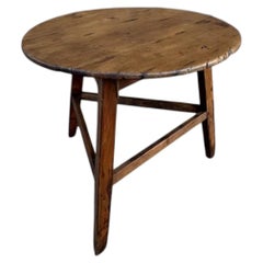 19th Century English Pine Round Cricket Table