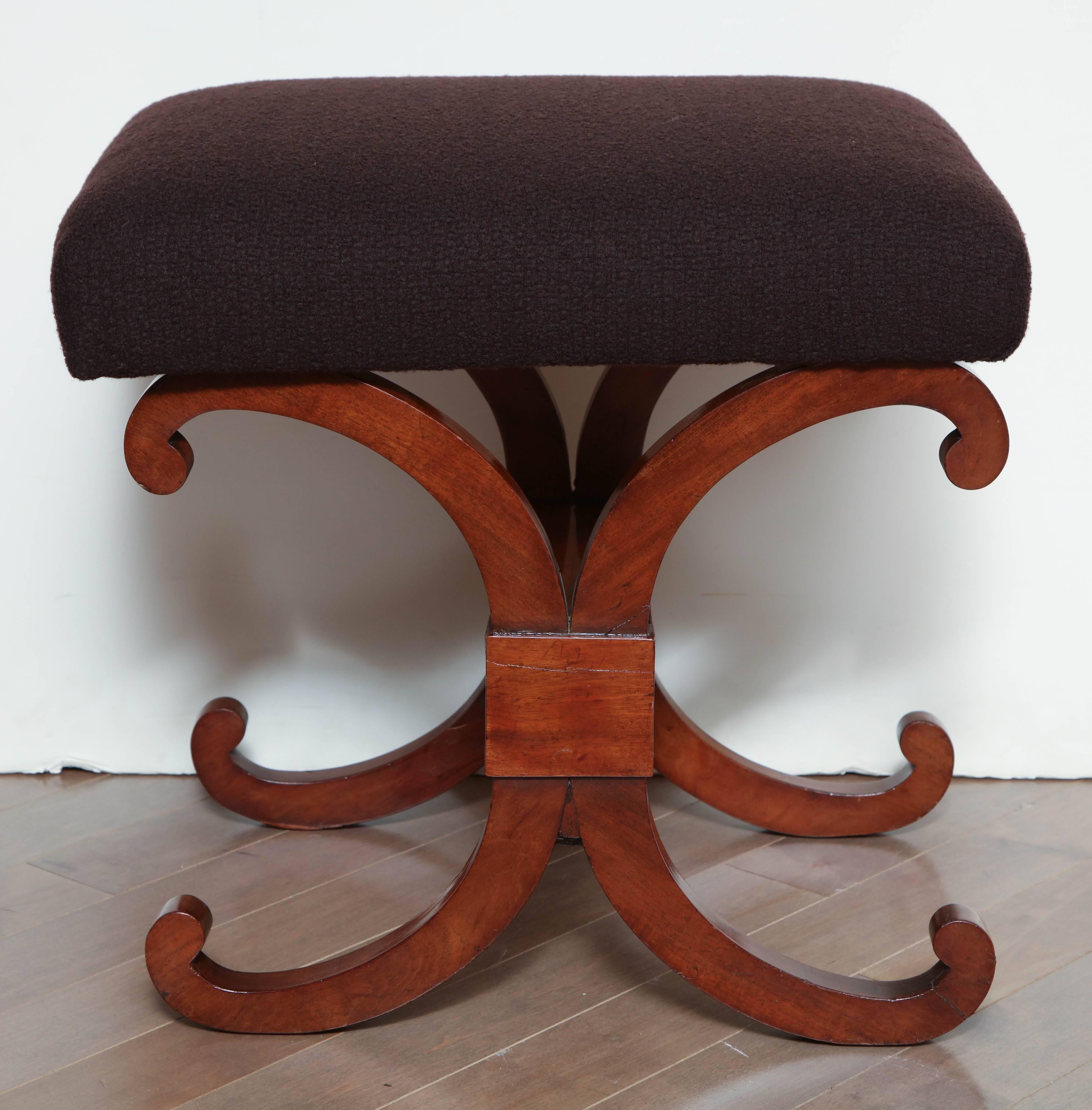 English, walnut, En Curule stool, circa 1830.