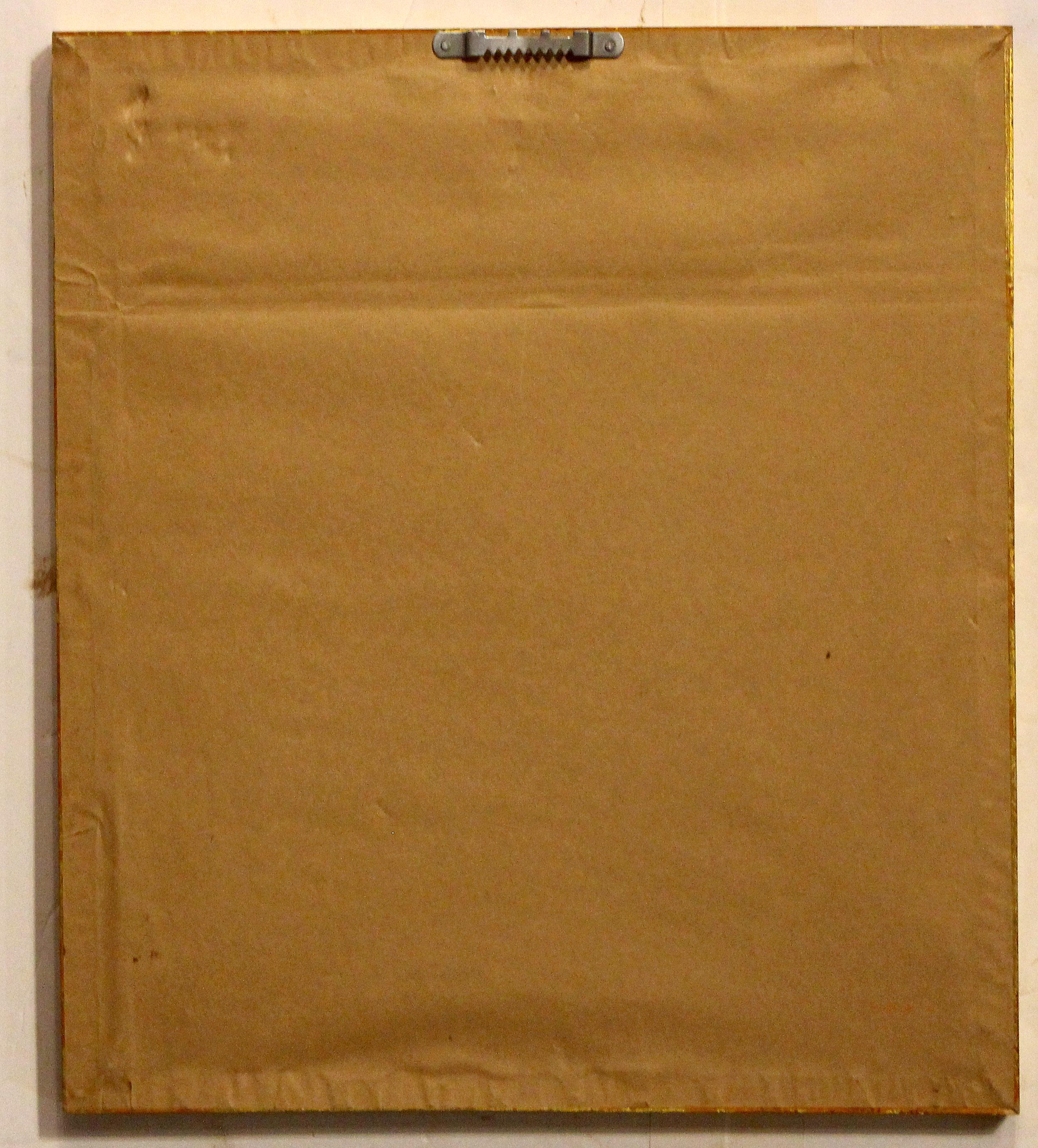 Sampler anglais encadré du début du 19e siècle, non signé. Simple avec un manoir géorgien en briques, des couronnes, etc. en dessous d'un alphabet et de chiffres. Éraflures sur le cadre.
Encadré : 13 3/8