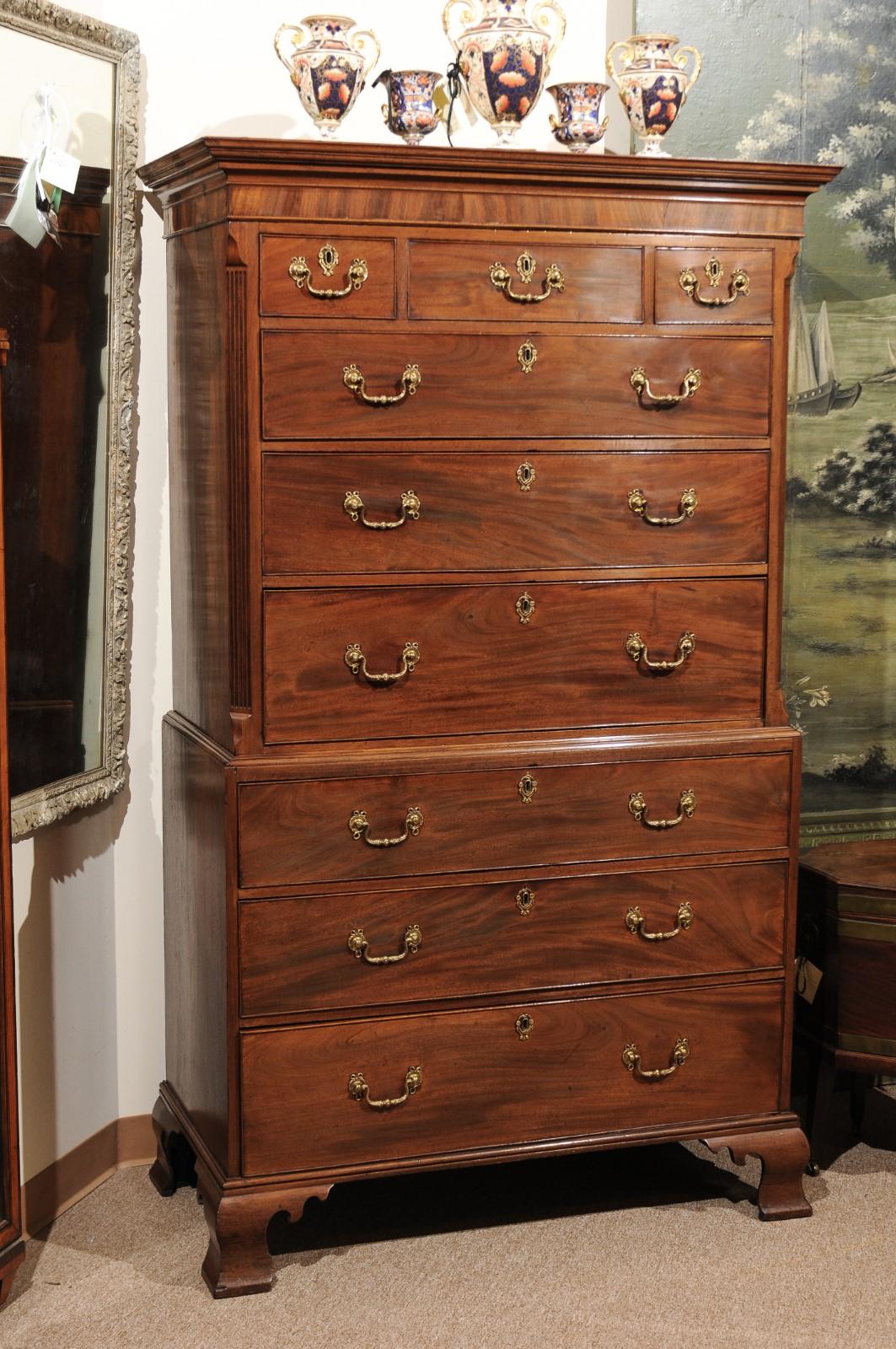 Early 19th Century English George III Mahogany English Chest on Chest 8