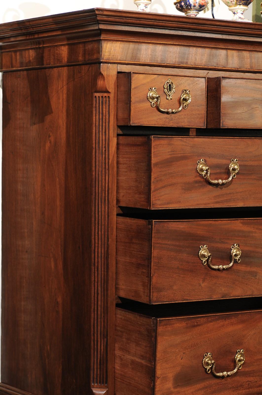 Early 19th Century English George III Mahogany English Chest on Chest 1