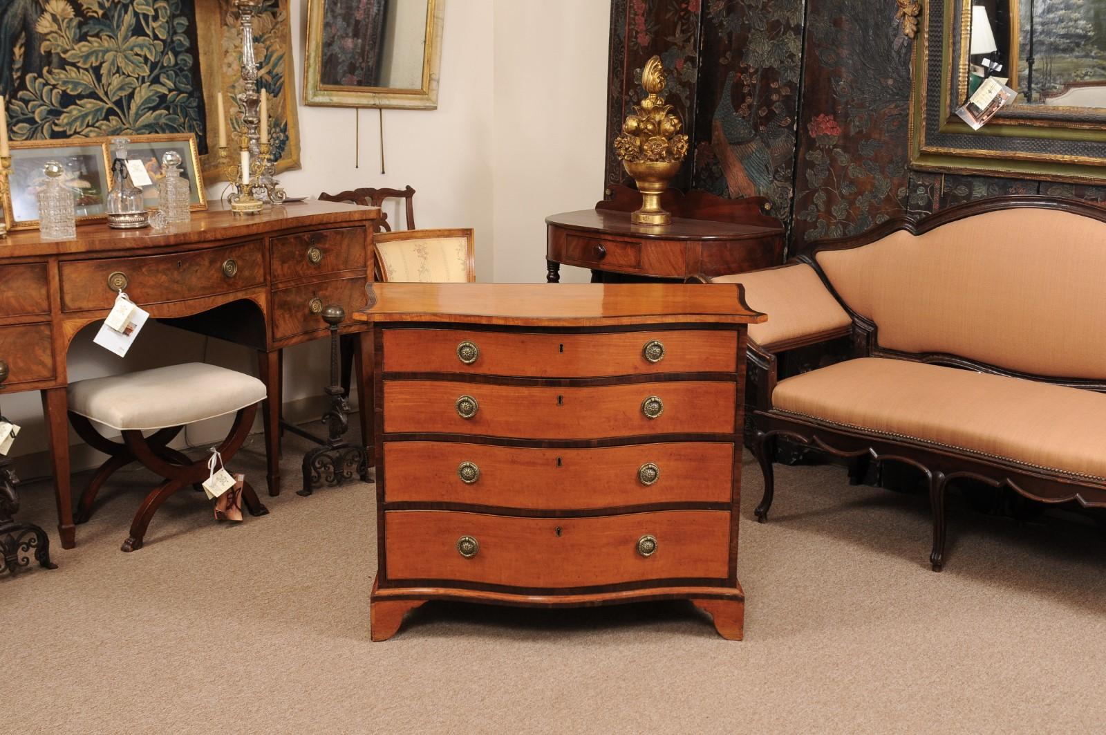 Early 19th Century English George III Satinwood Chest with 4 Drawers In Good Condition In Atlanta, GA