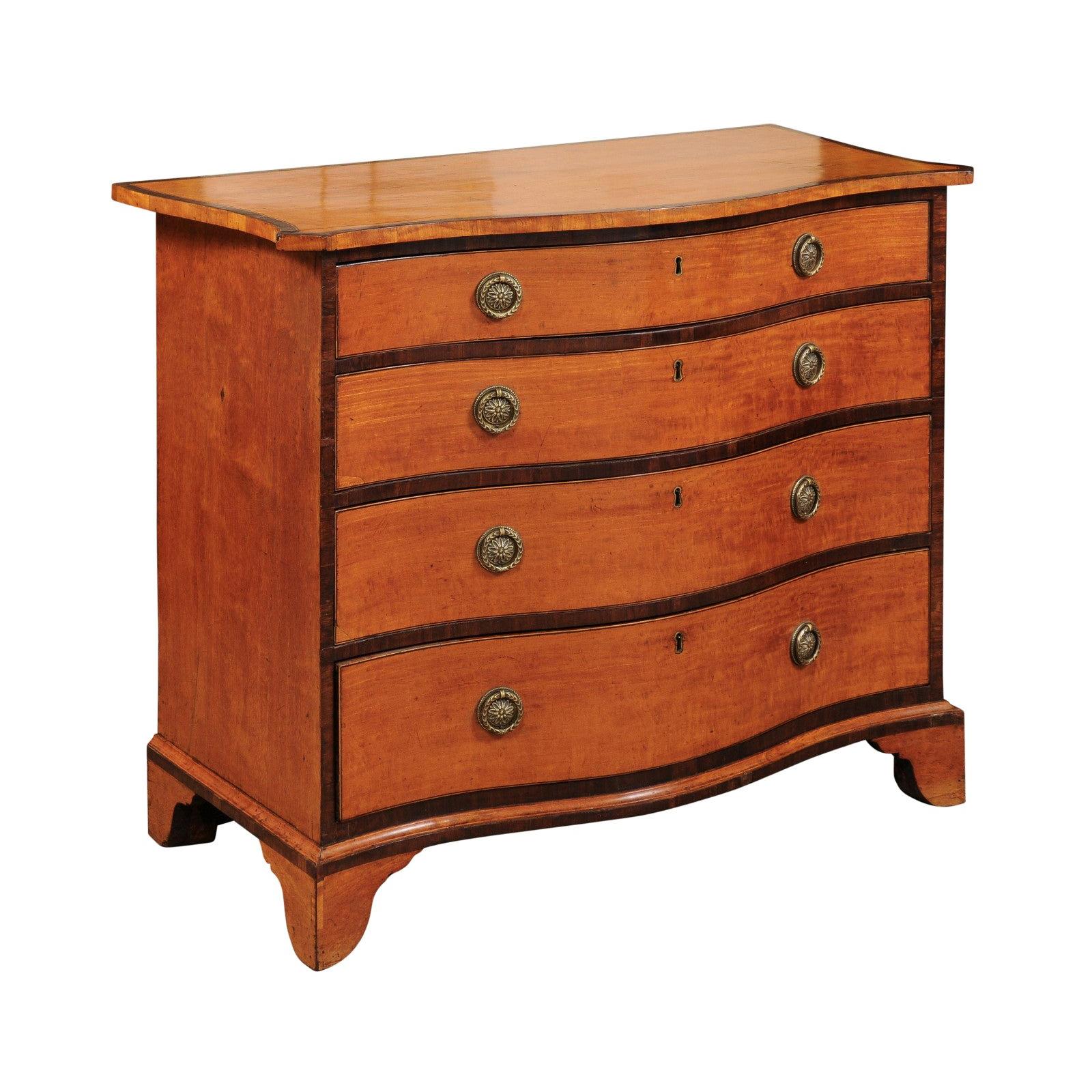 Early 19th Century English George III Satinwood Chest with 4 Drawers