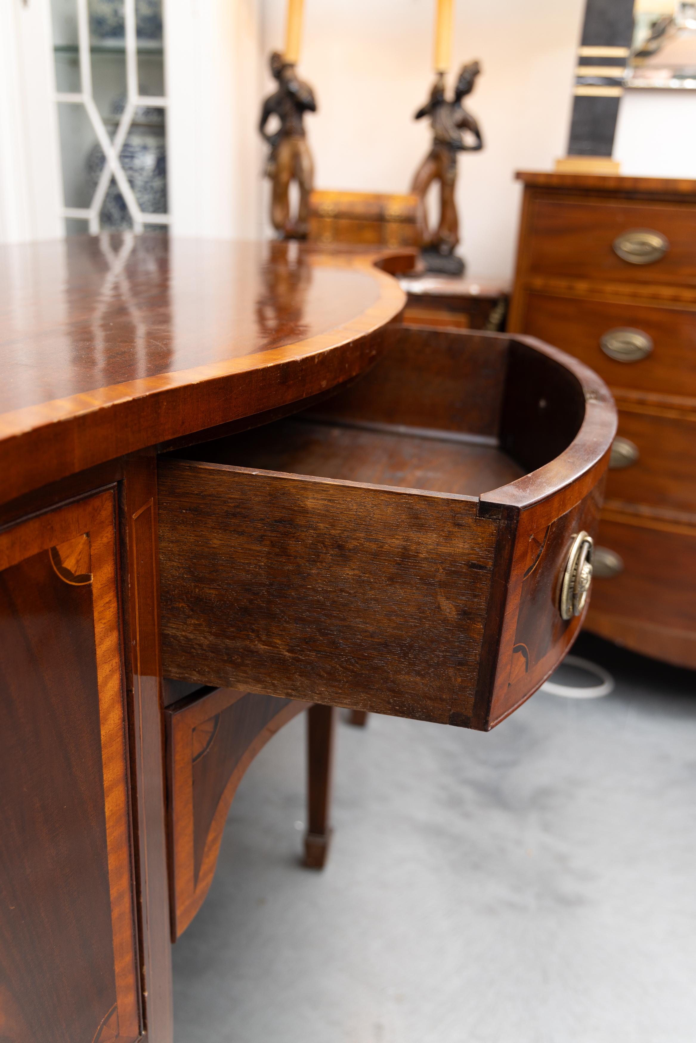 Mahogany Early 19th Century English George III style Inlaid Sideboard For Sale