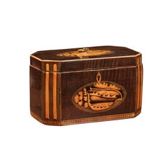 Early 19th Century English George III Tea Caddy with Shell Inlay