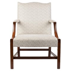 Used Early 19th Century English George Ill Style Upholstered Mahogany Arm Chair