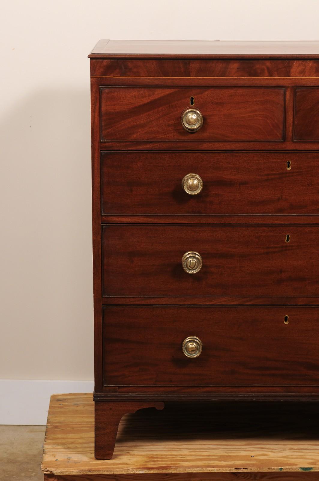 Early 19th Century English Georgian Chest of Drawers in Flame Mahogany For Sale 8