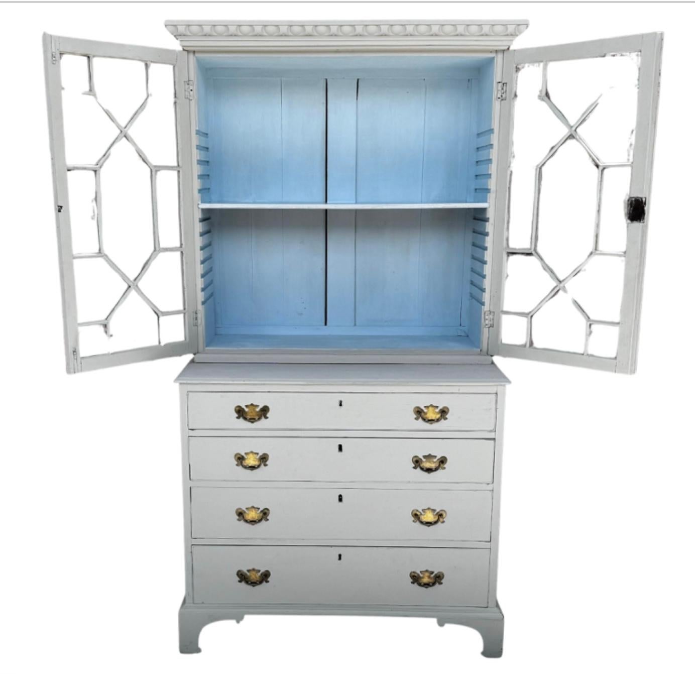 Early 19th Century English Georgian Painted Secretary Bookcase 6