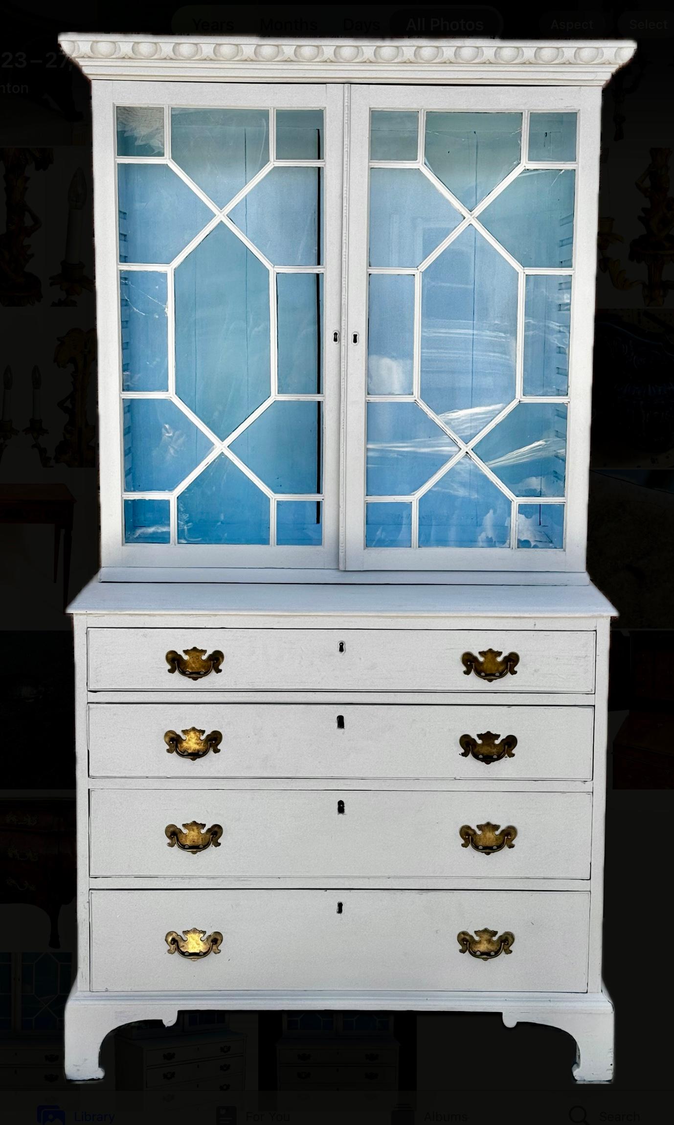 Early 19th Century English Georgian Painted Secretary Bookcase In Good Condition In Bradenton, FL