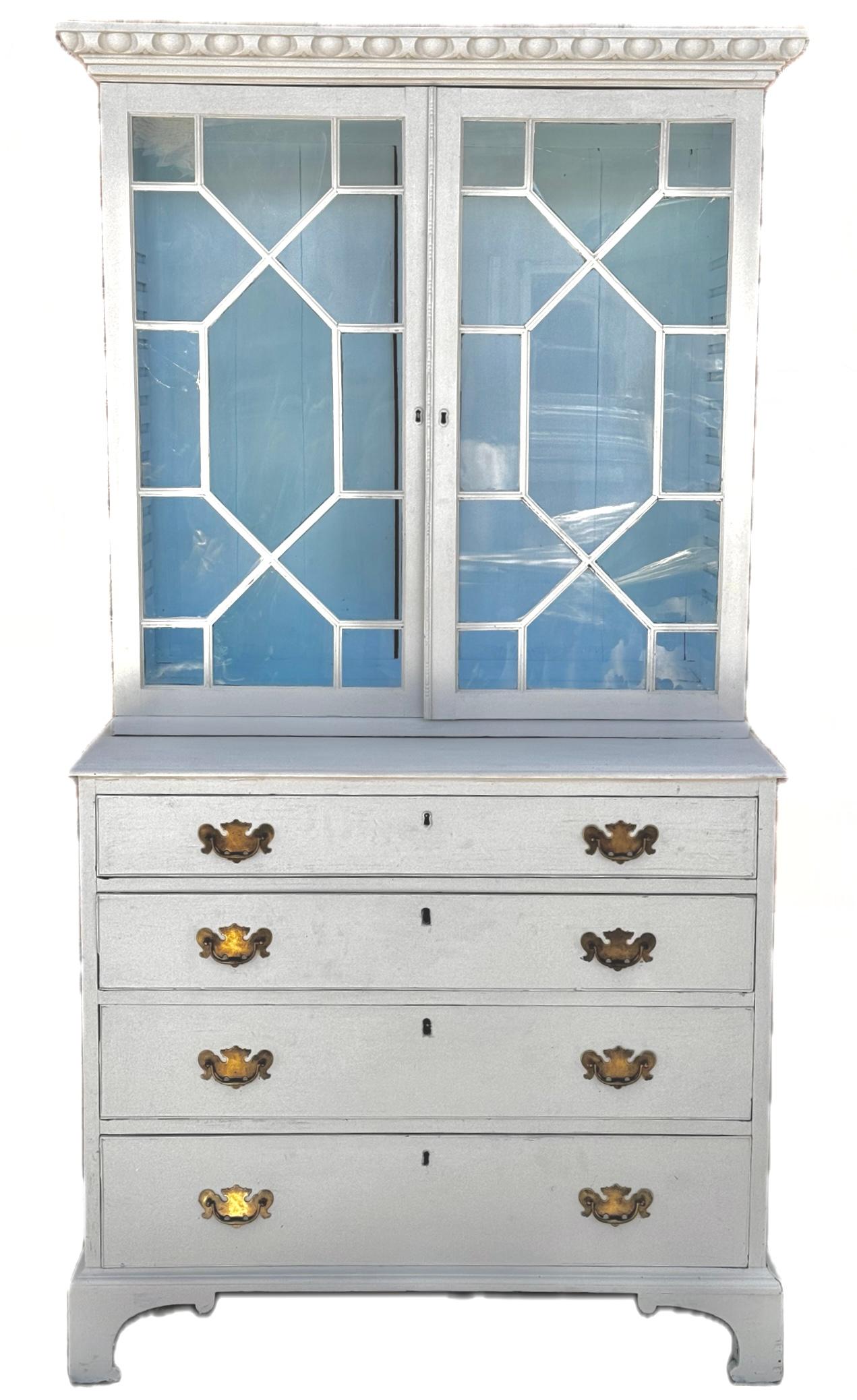 Early 19th Century English Georgian Painted Secretary Bookcase 1