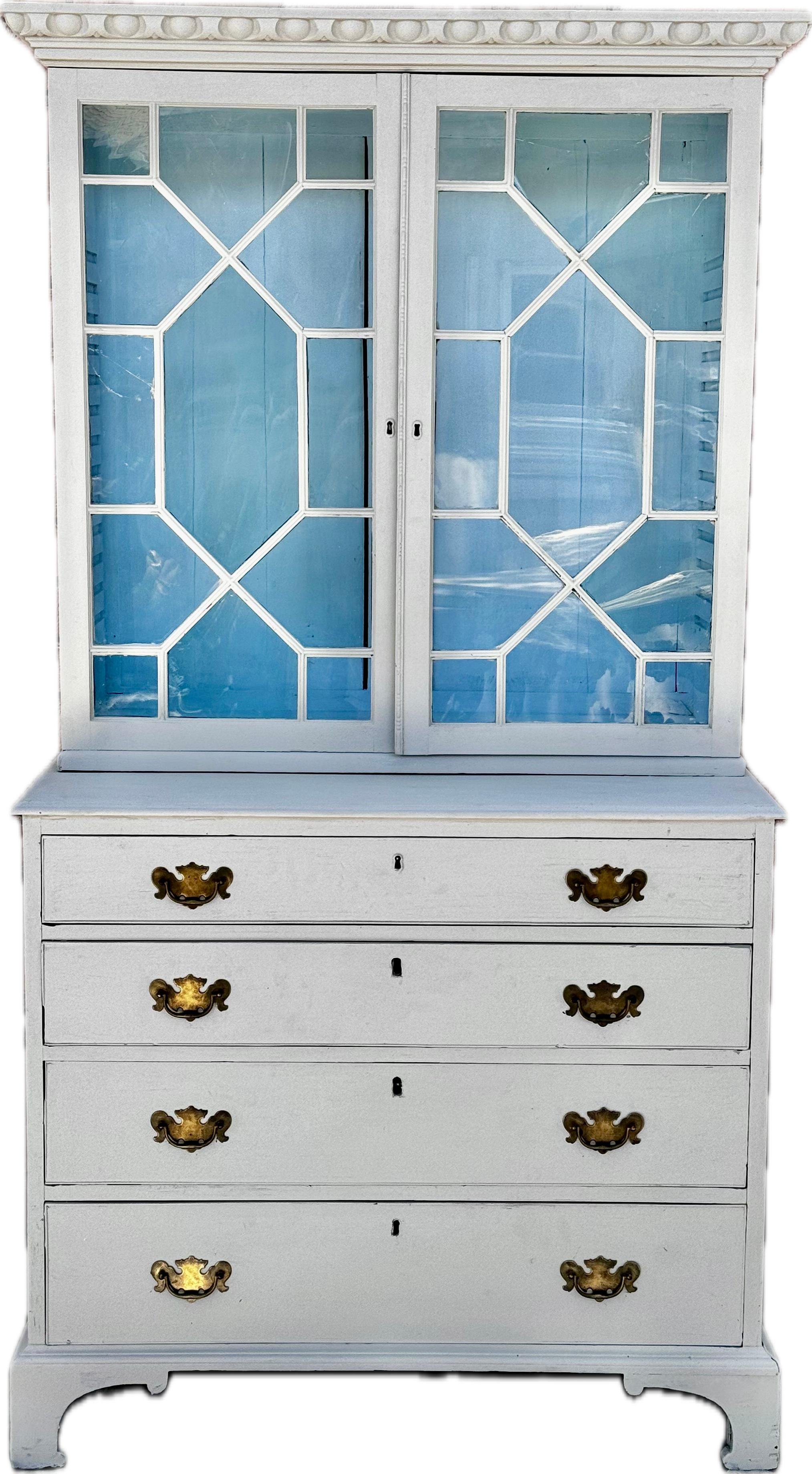 Early 19th Century English Georgian Painted Secretary Bookcase 2