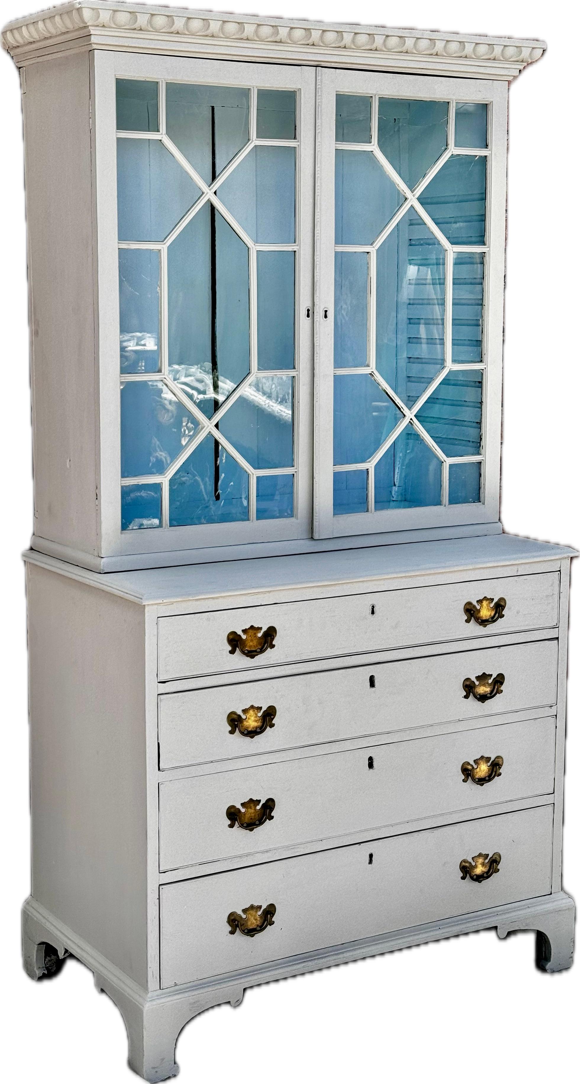 Early 19th Century English Georgian Painted Secretary Bookcase 3