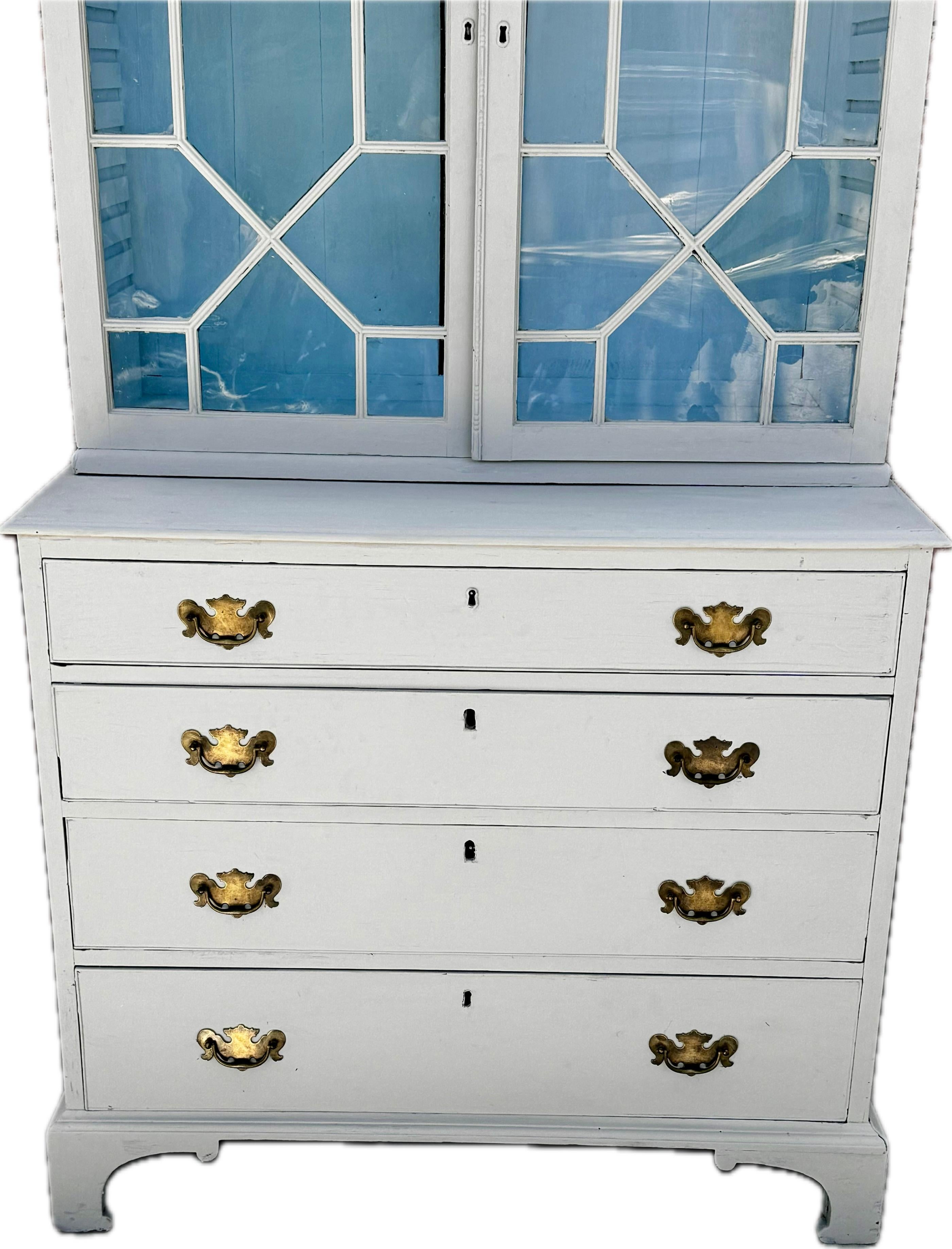 Early 19th Century English Georgian Painted Secretary Bookcase 4