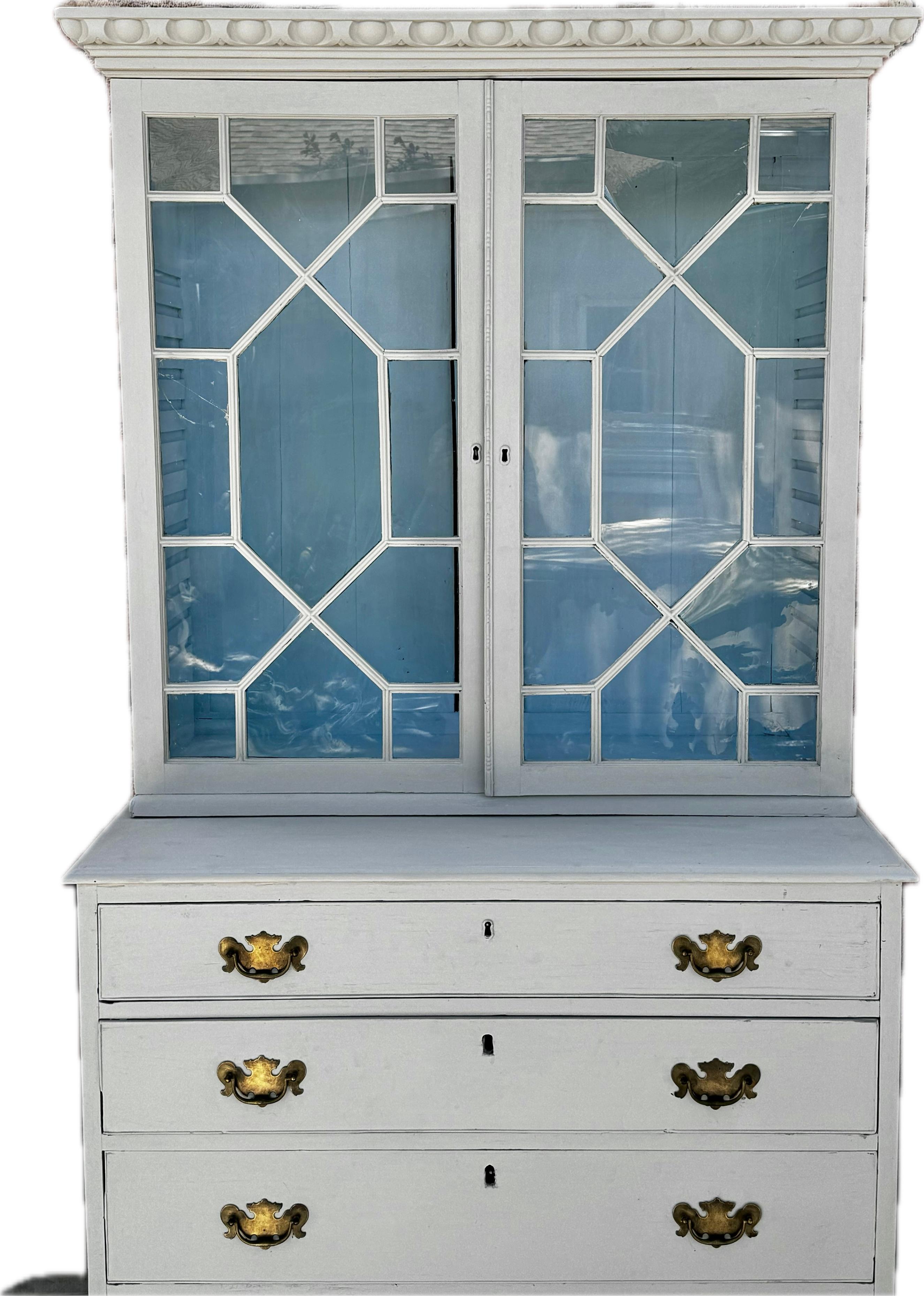 Early 19th Century English Georgian Painted Secretary Bookcase 5
