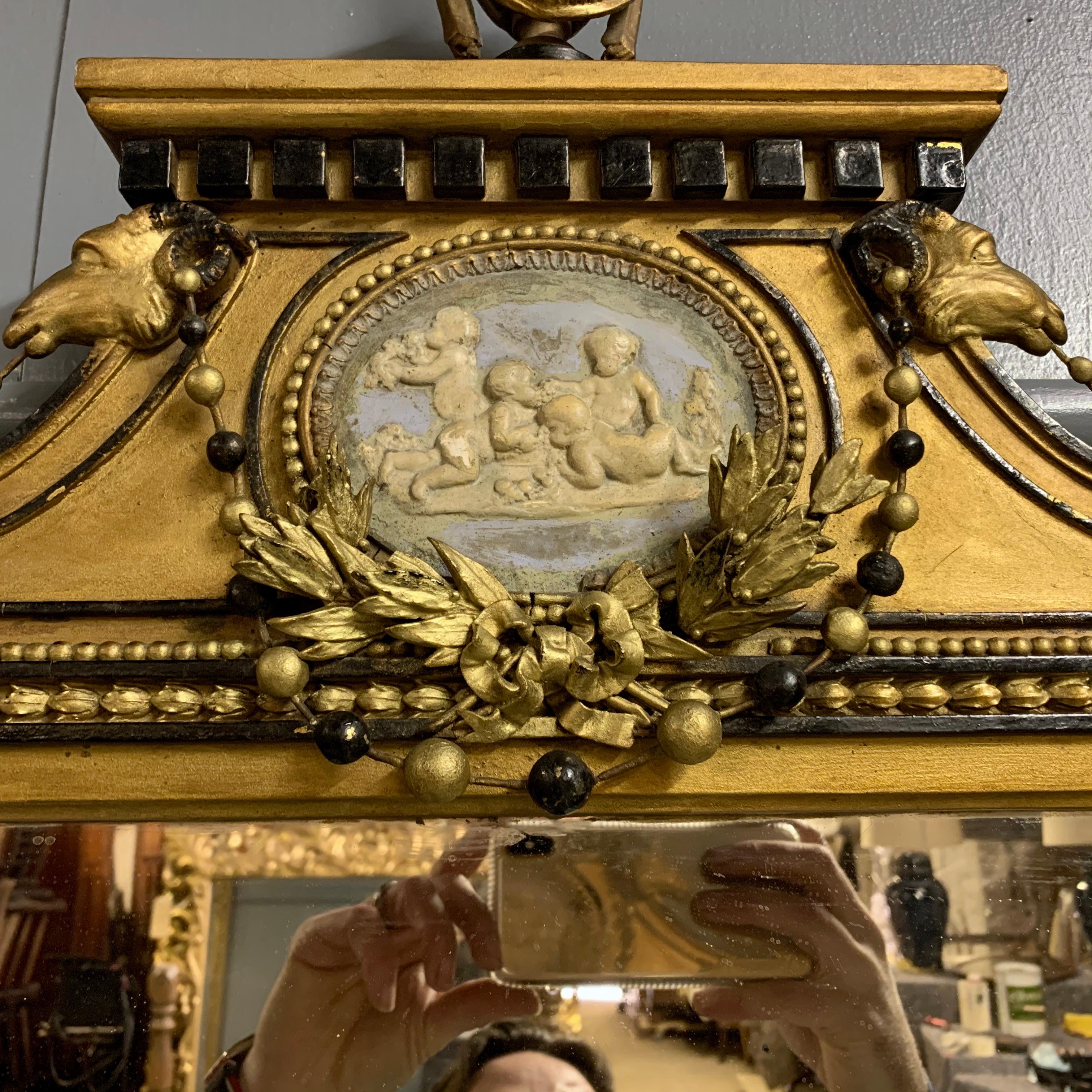 Regency Early 19th Century English Gilt Pier Mirror with Original Mirror Glass