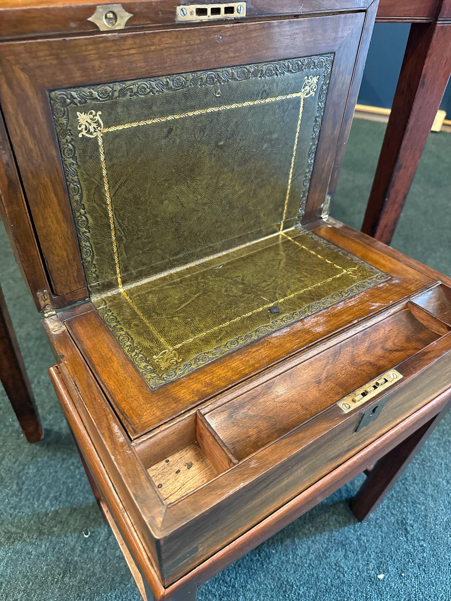 Early 19th Century English Lap Desk on Stand with Original Leather. England, circa 1800-1830. Measures: 20
