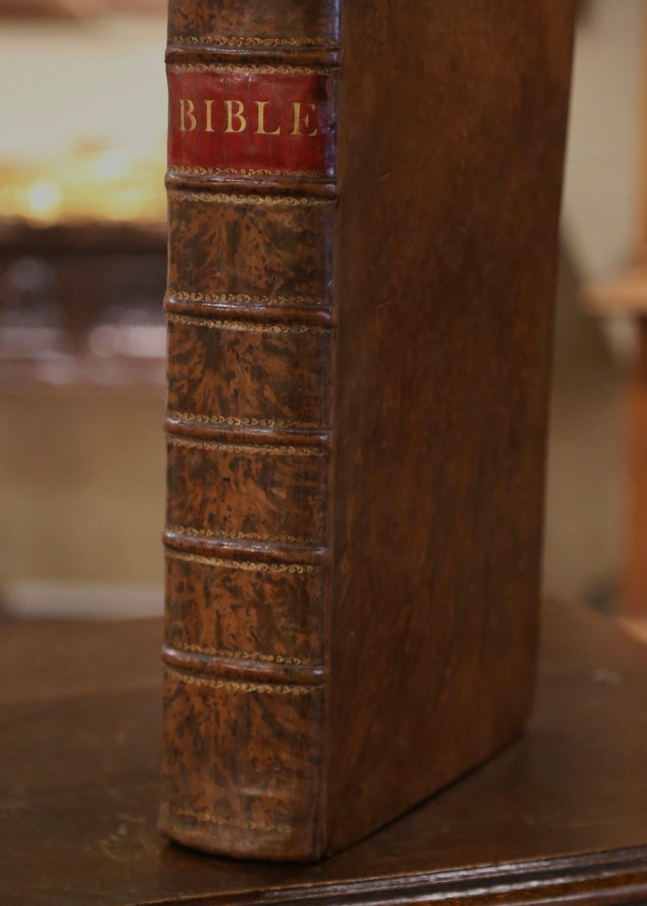 Early 19th Century English Leather Bound Illustrated Family Holy Bible For Sale 2