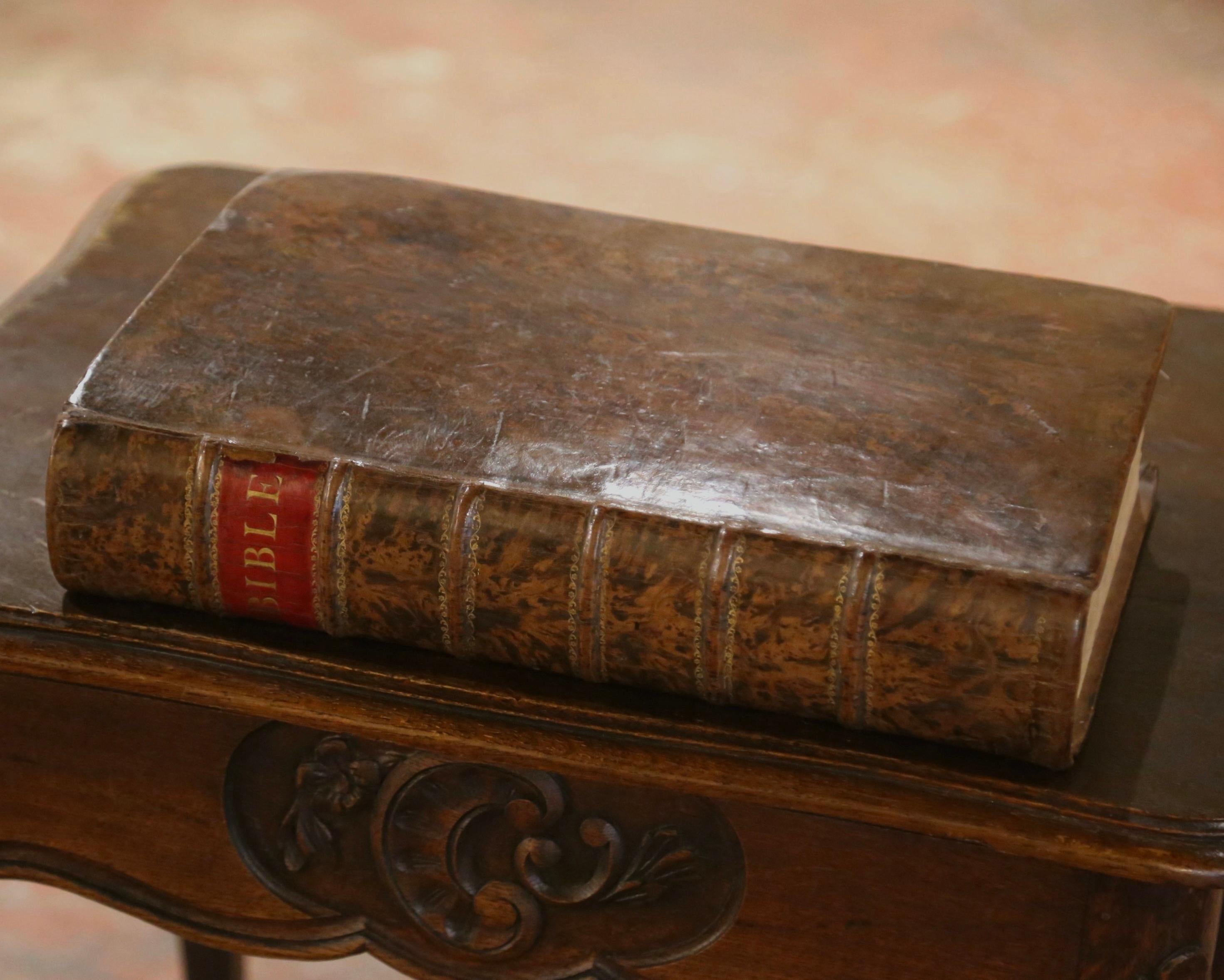 Early 19th Century English Leather Bound Illustrated Family Holy Bible For Sale 3