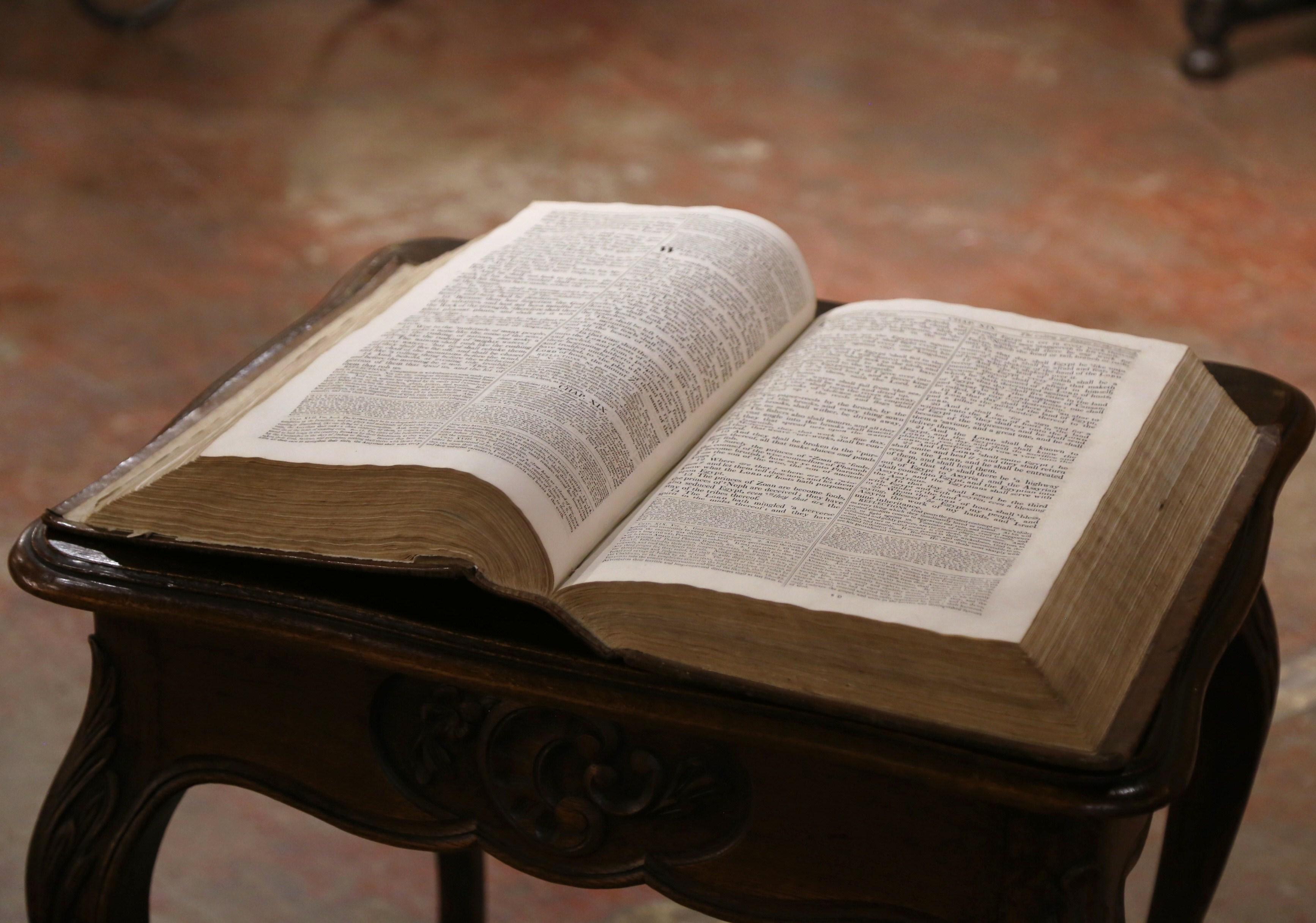 Early 19th Century English Leather Bound Illustrated Family Holy Bible For Sale 5