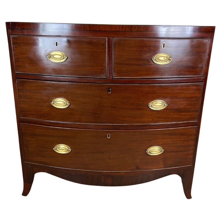 Petite Commode Anglaise En Acajou (XXe) - 4 Tiroirs, Tirette En Façade, Appoint