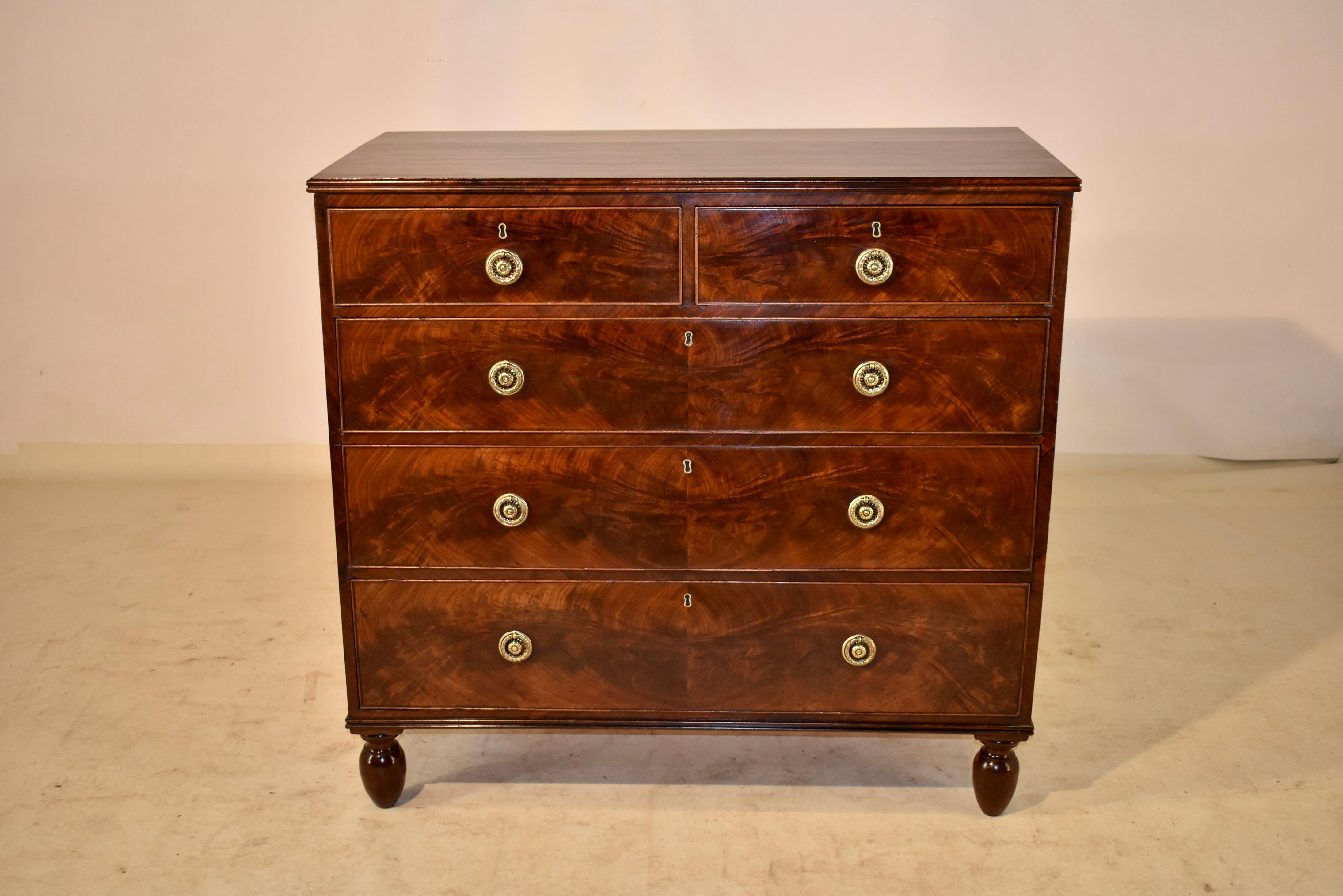 Early Victorian Early 19th Century English Mahogany Chest of Drawers For Sale