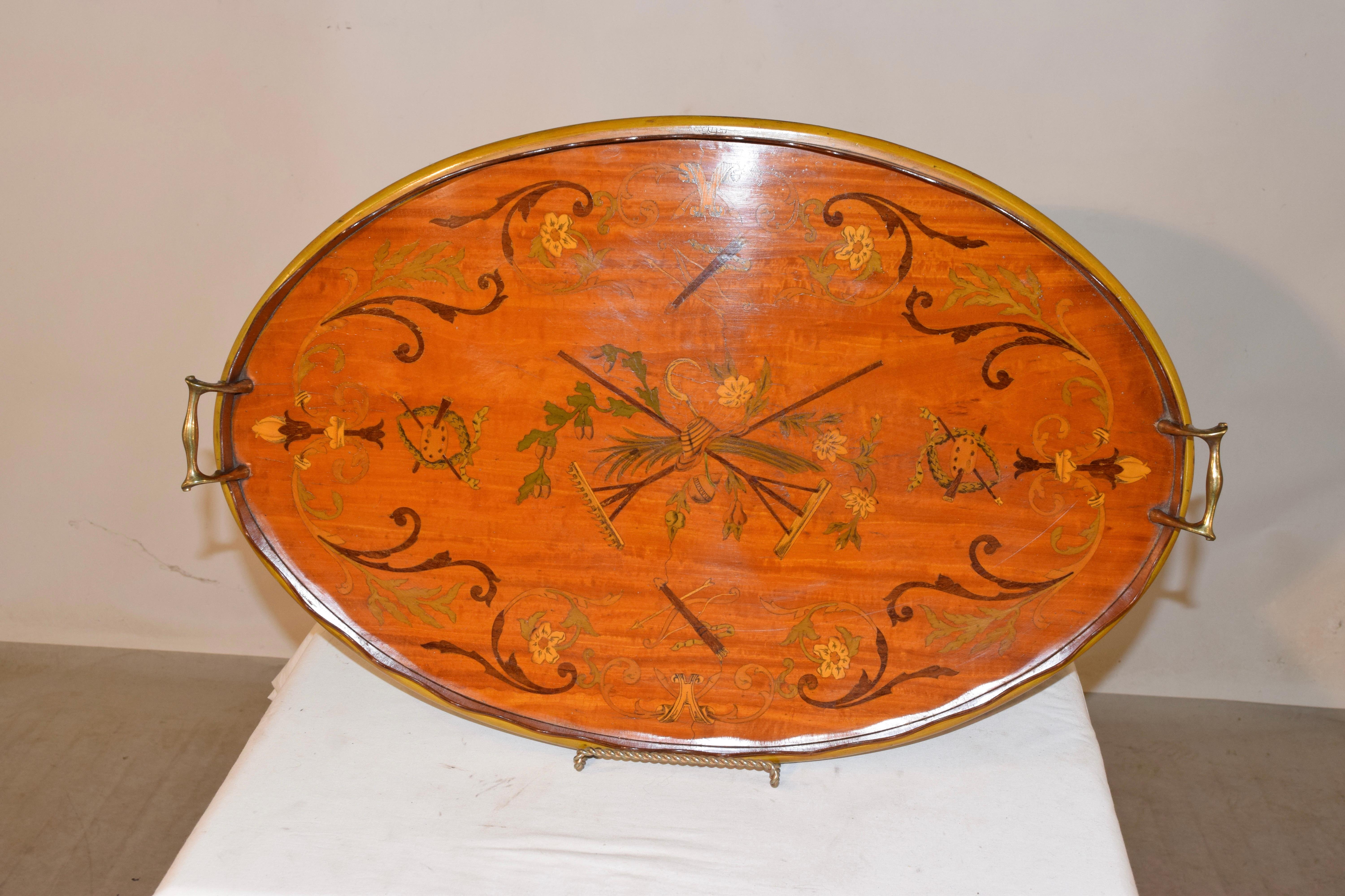 Georgian Early 19th Century English Mahogany Inlaid Tray For Sale