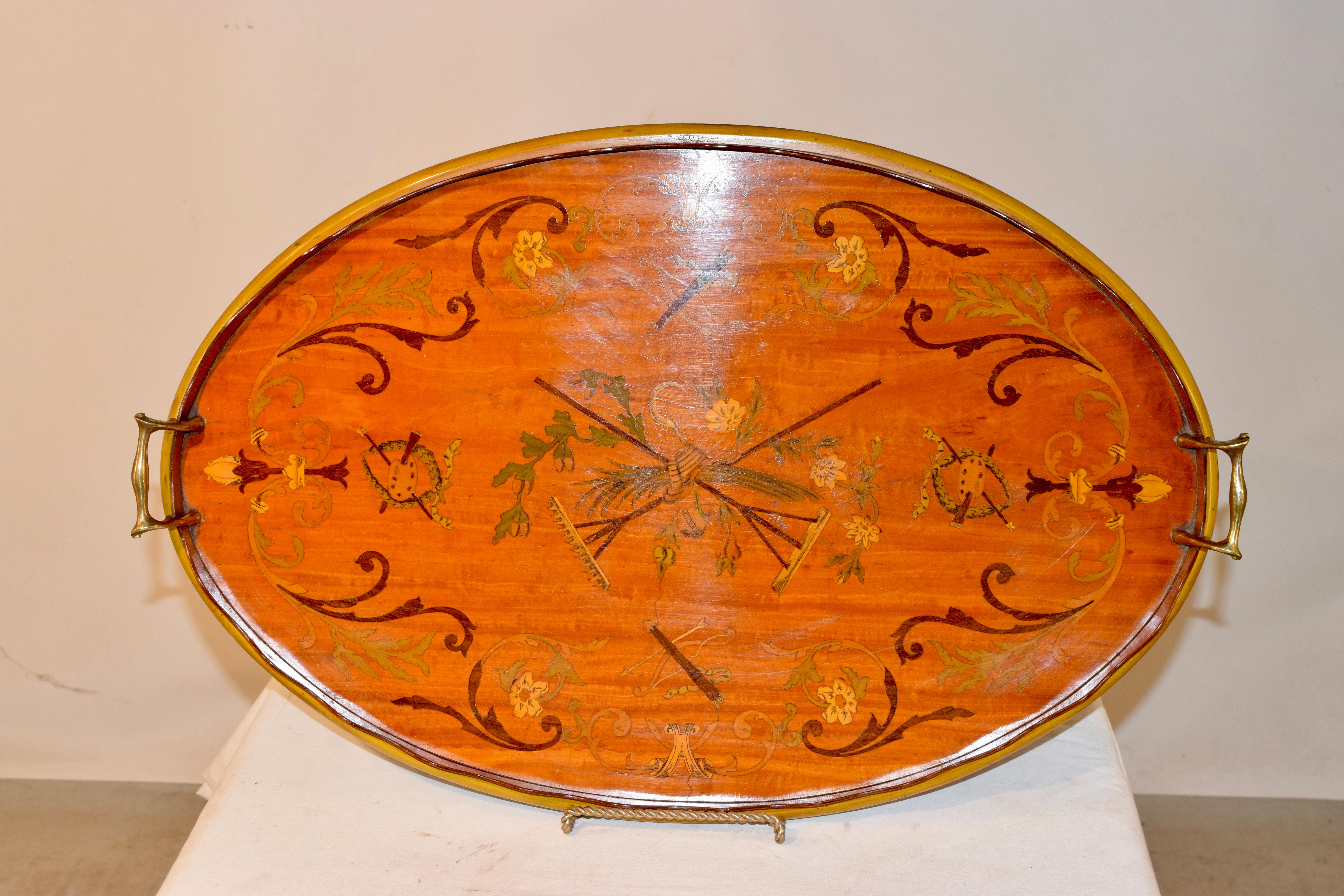Early 19th Century English Mahogany Inlaid Tray In Good Condition For Sale In High Point, NC