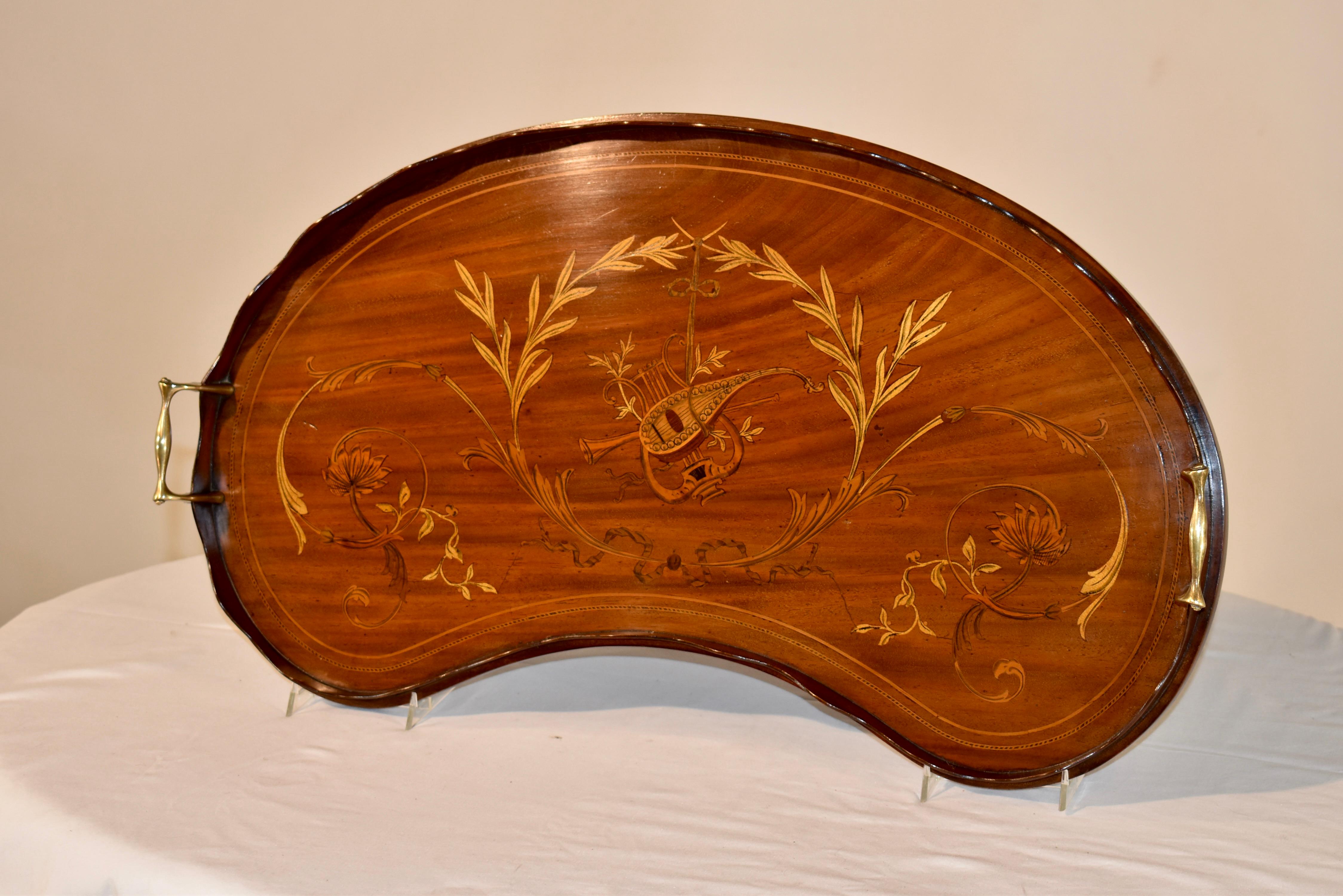 Inlay Early 19th Century English Mahogany Inlaid Tray For Sale