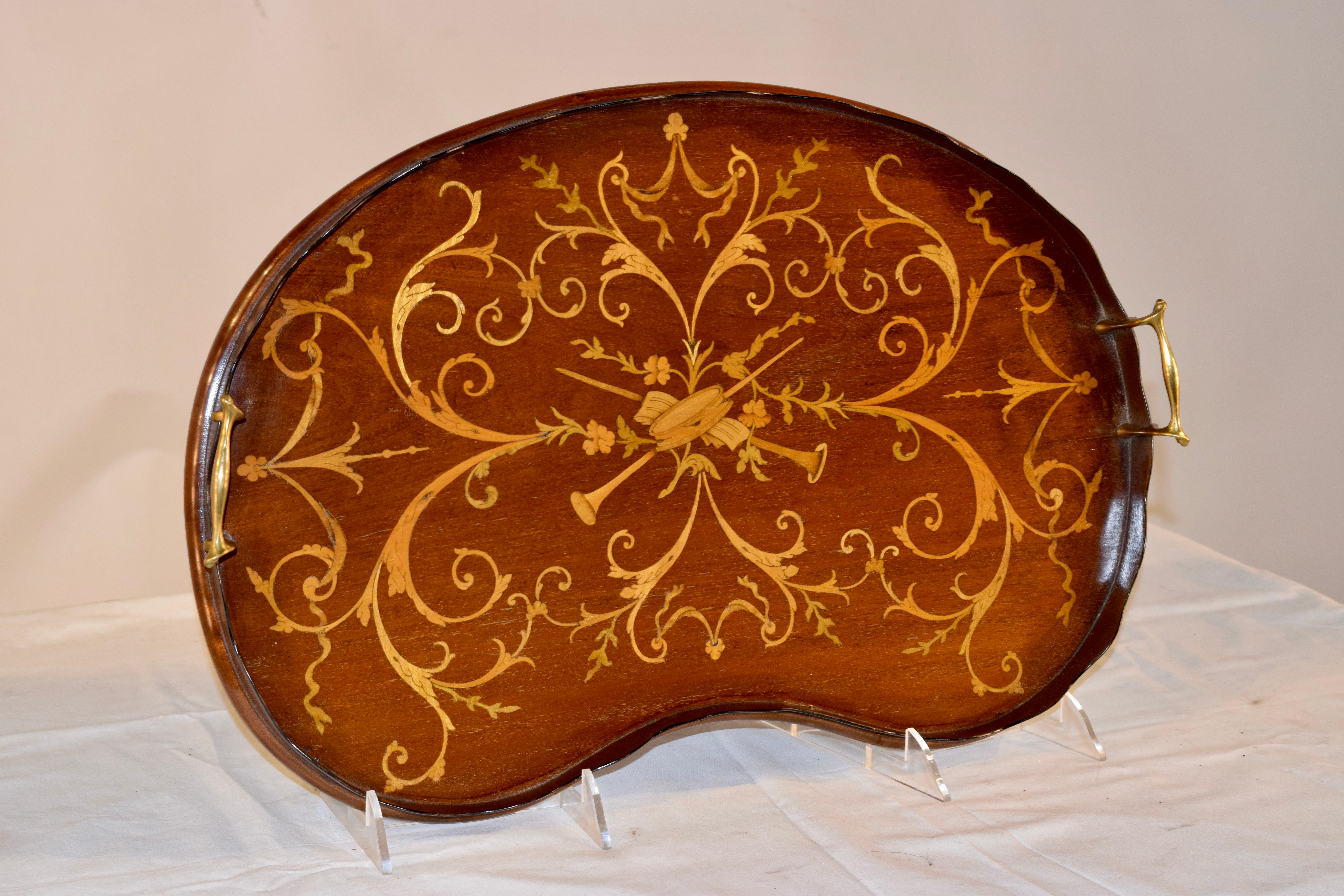 Early 19th Century English Mahogany Inlaid Tray In Good Condition In High Point, NC