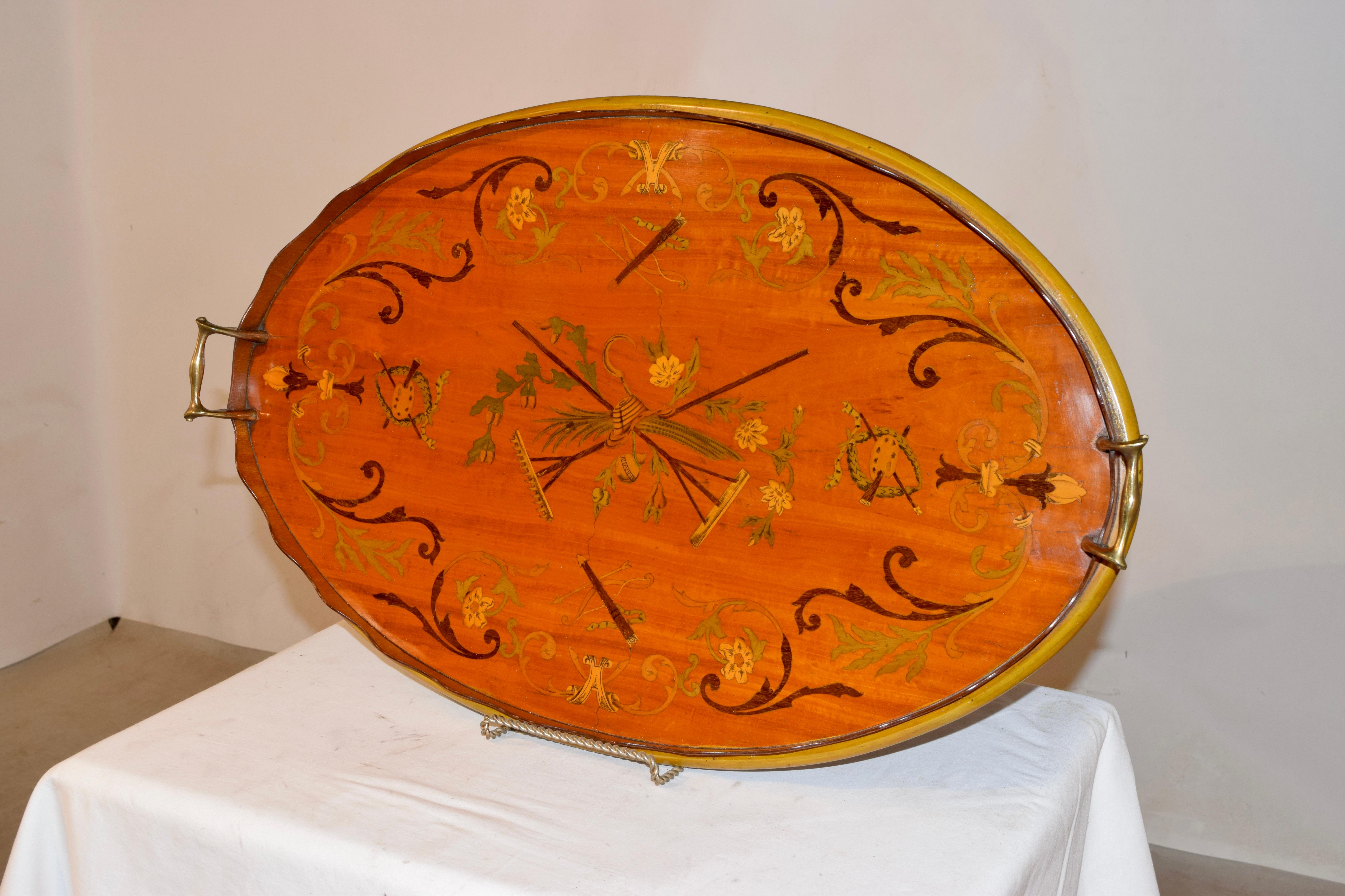 Early 19th Century English Mahogany Inlaid Tray For Sale 1