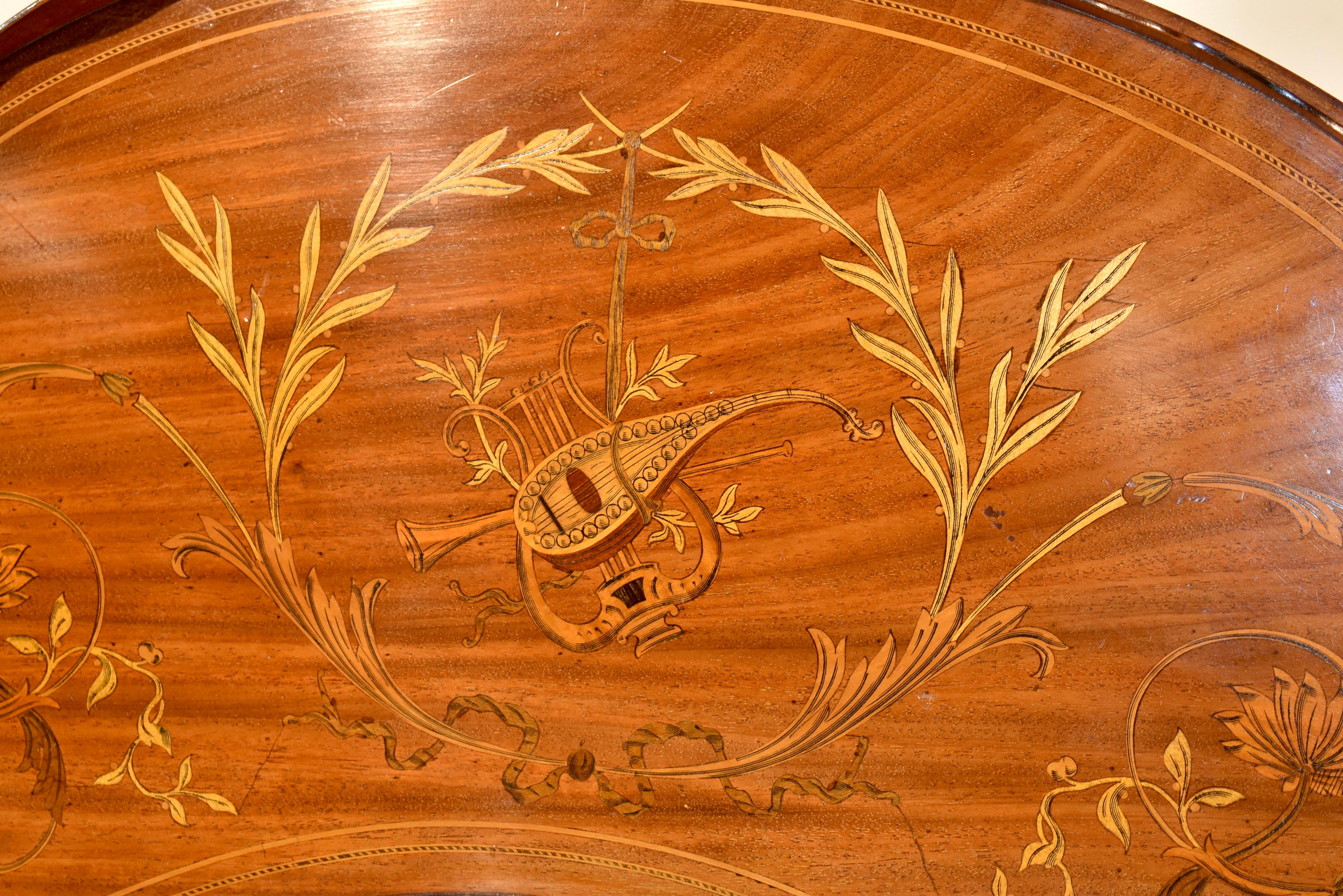 Early 19th Century English Mahogany Inlaid Tray In Good Condition For Sale In High Point, NC