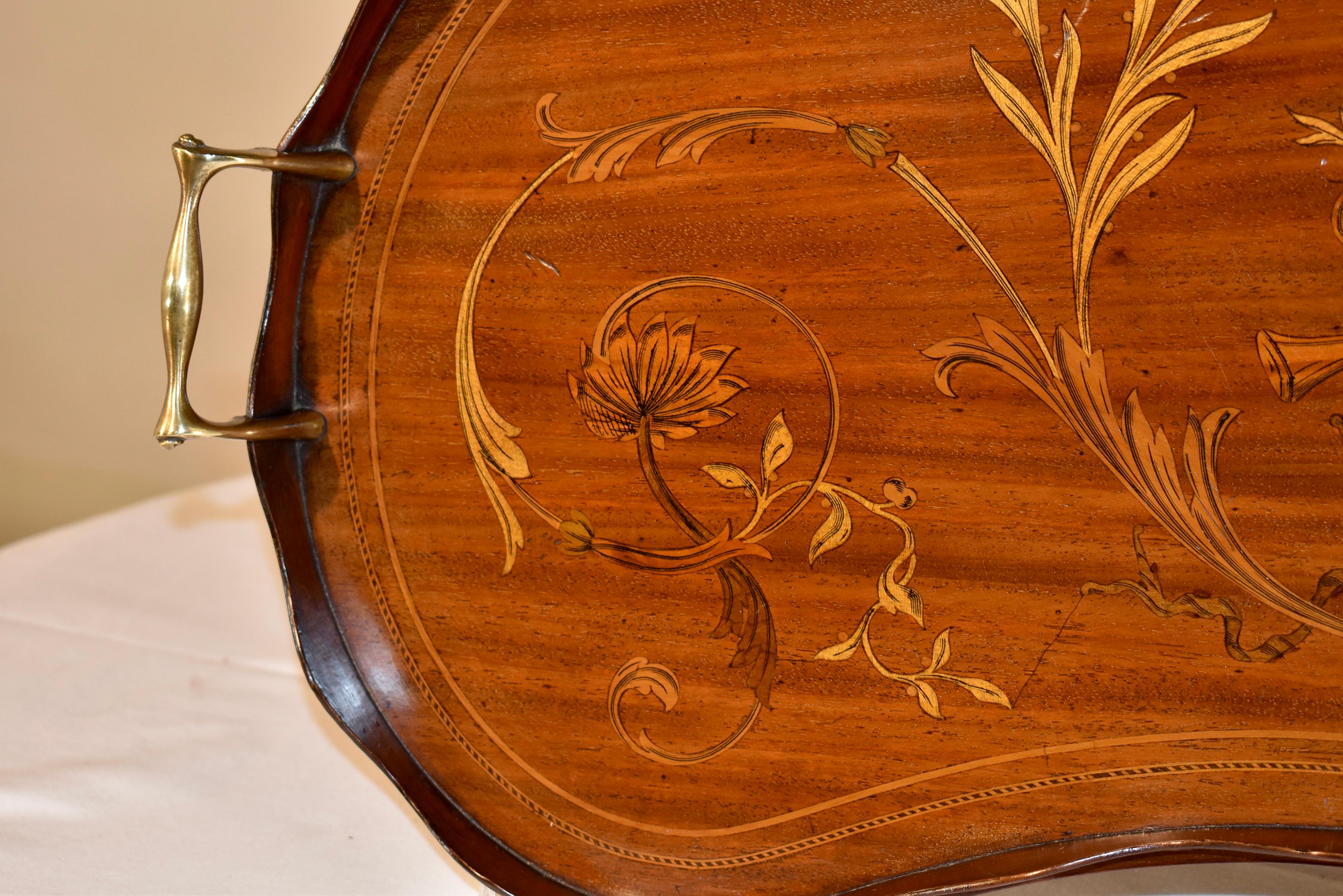 Early 19th Century English Mahogany Inlaid Tray For Sale 1