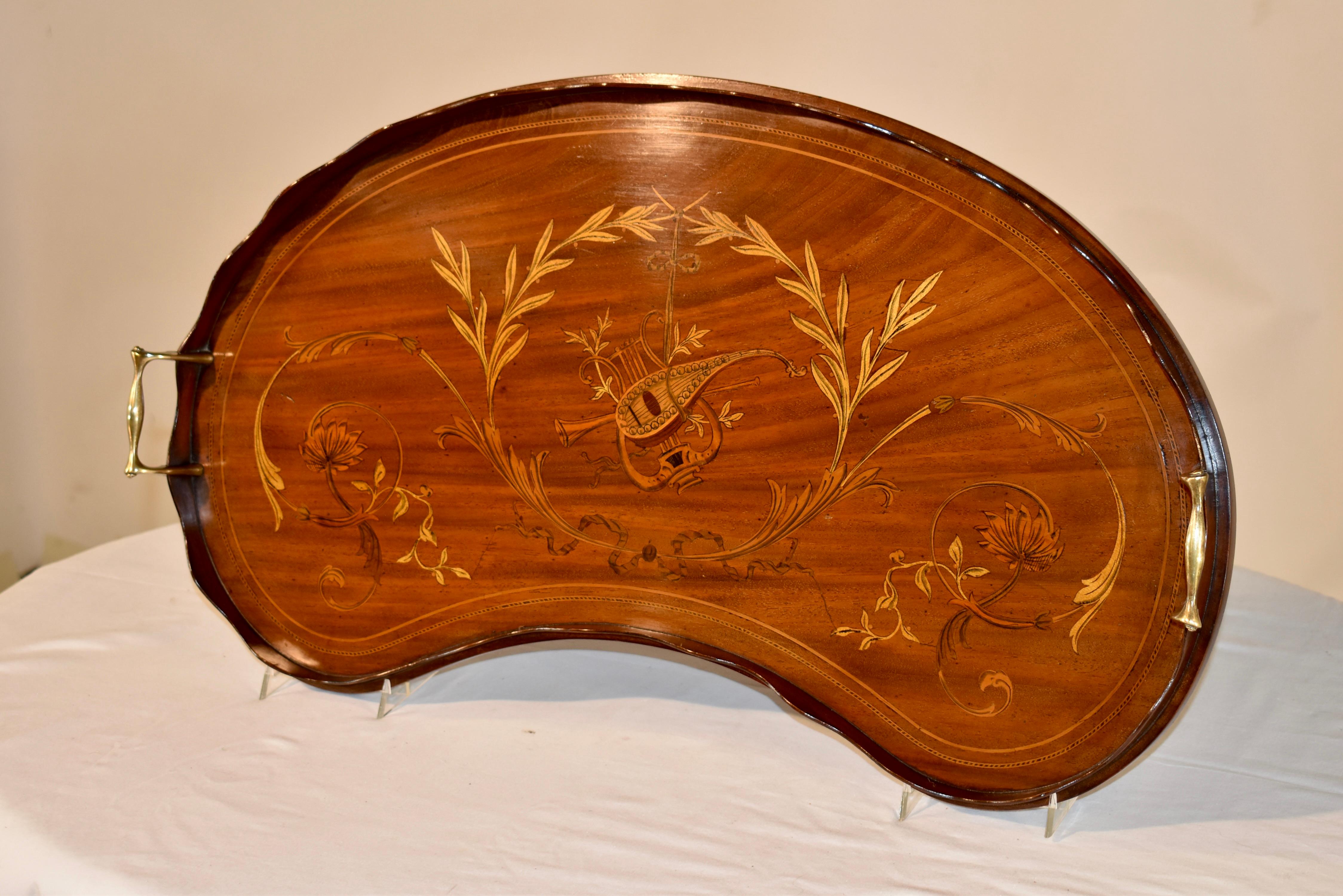 Early 19th Century English Mahogany Inlaid Tray For Sale 2